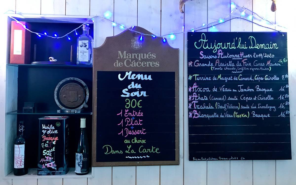 Menu de La Bodega tabac