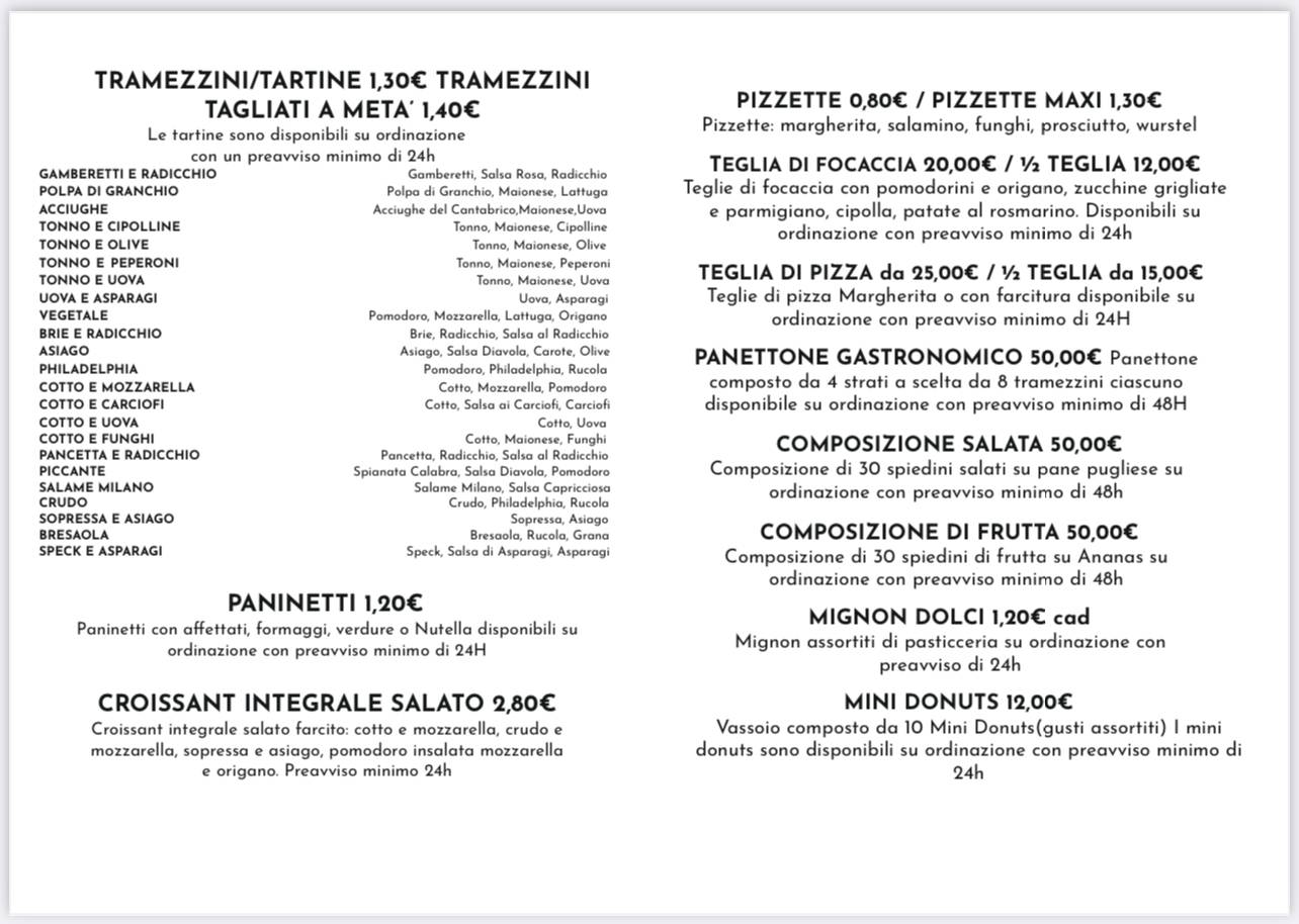 Menu di La Bottega del Tramezzino 