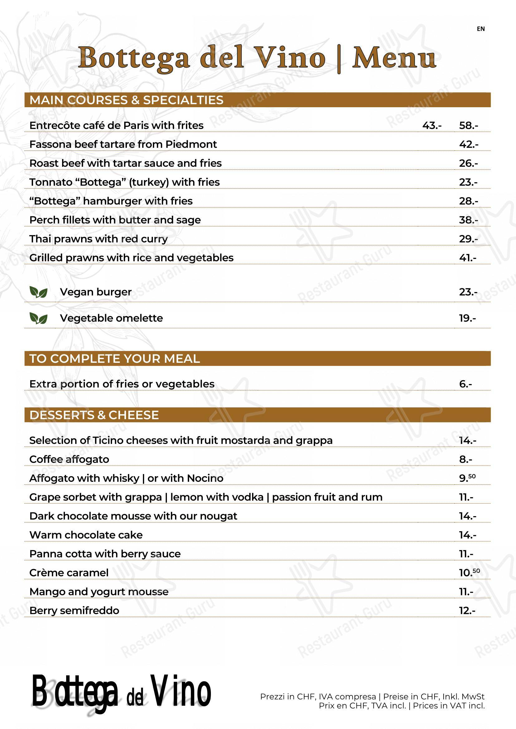 Menu di La Bottega del Vino - 菜单