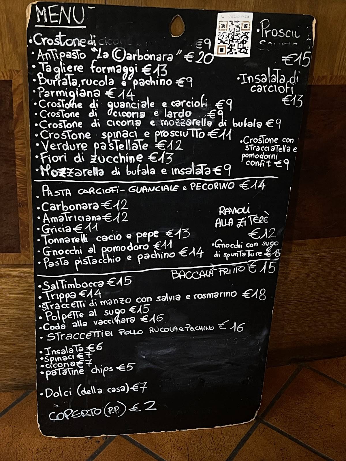 Menu di La Carbonara (Monti) 