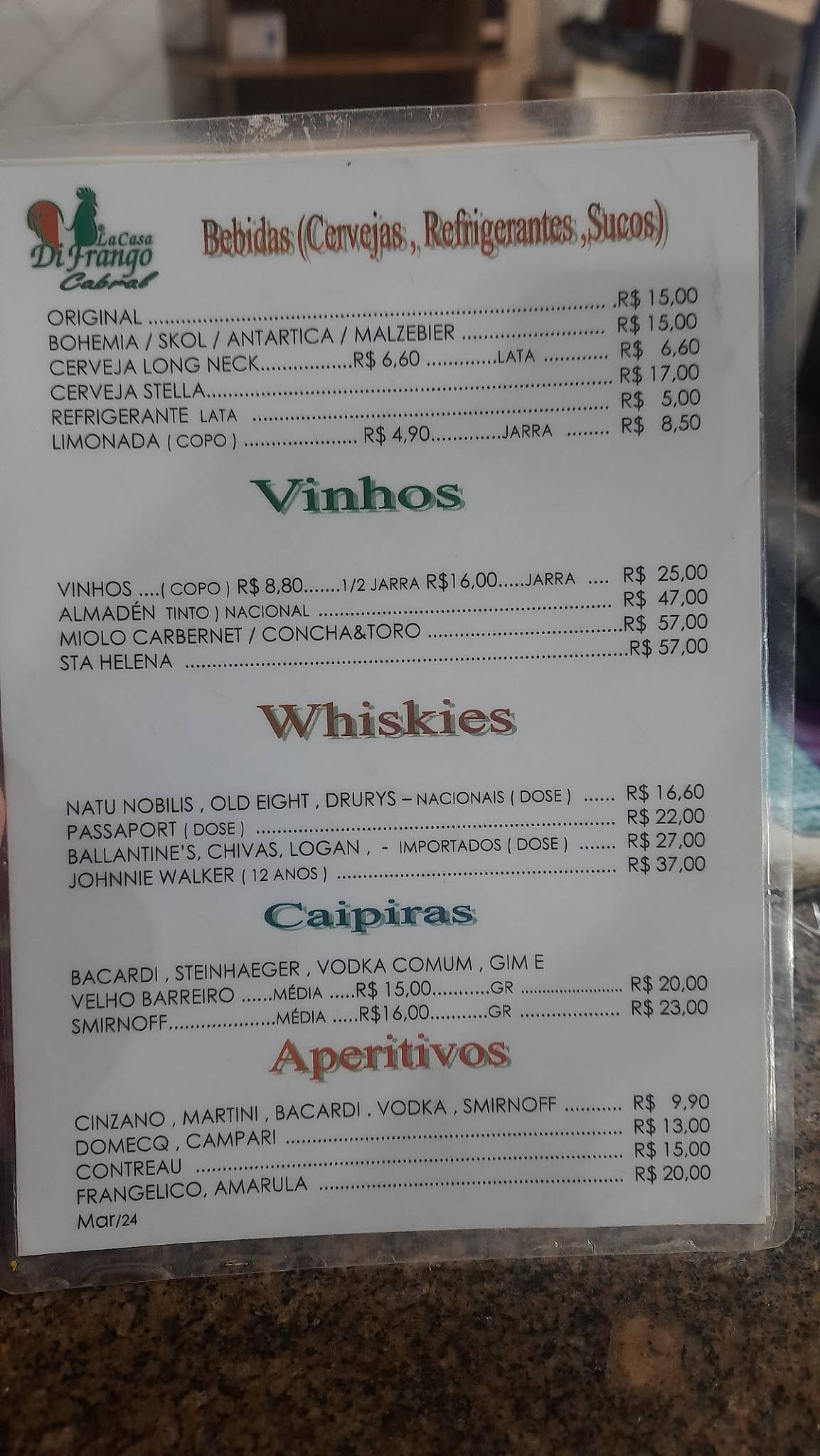 La Casa Di Frango cardápio