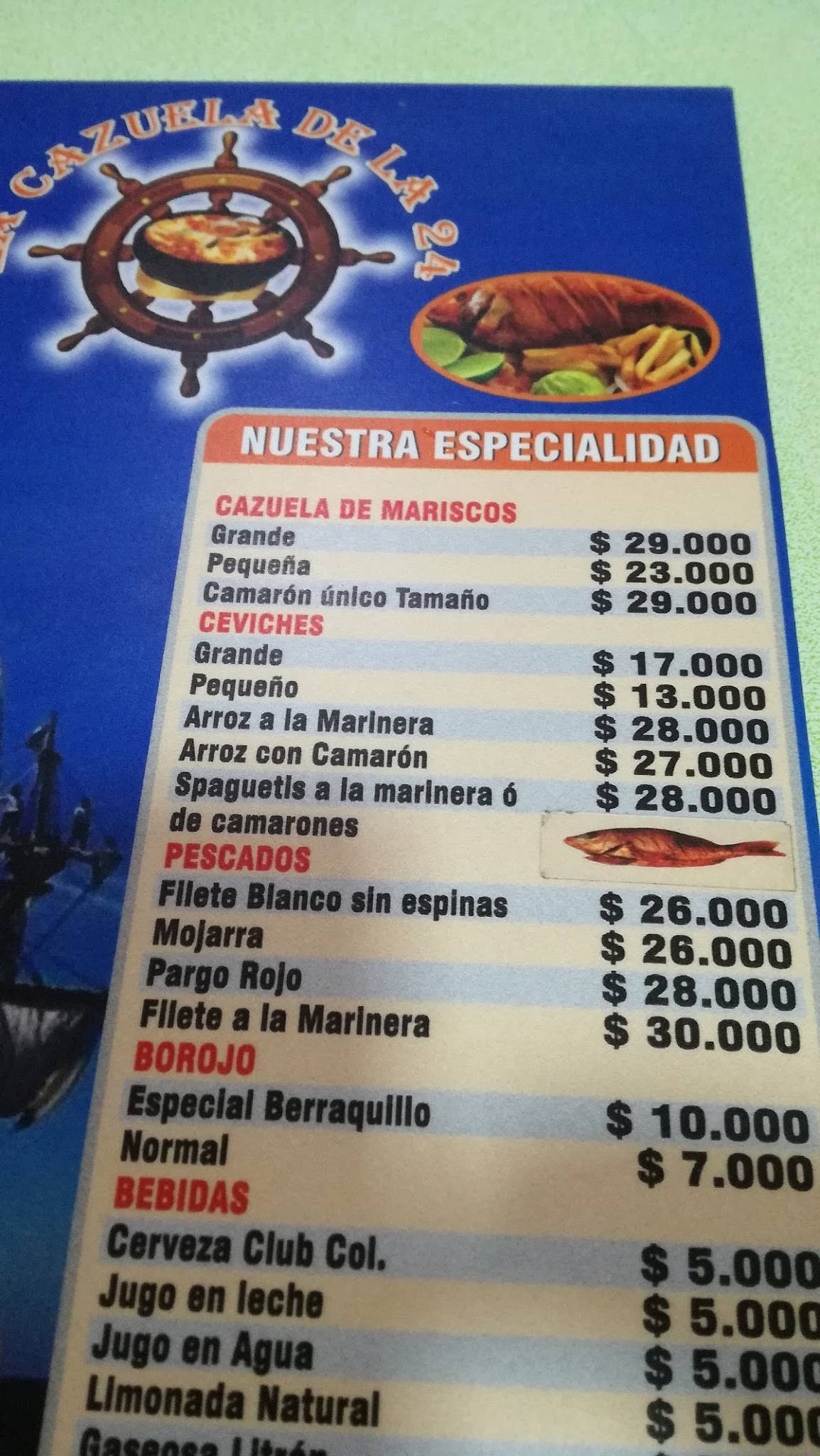 Carta Del Restaurante La Cazuela Del La Bogot