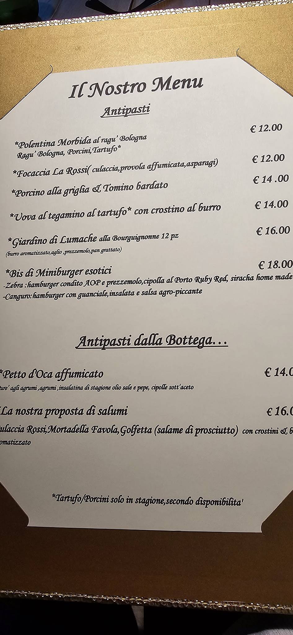 Menu di La Filetteria 2.0 