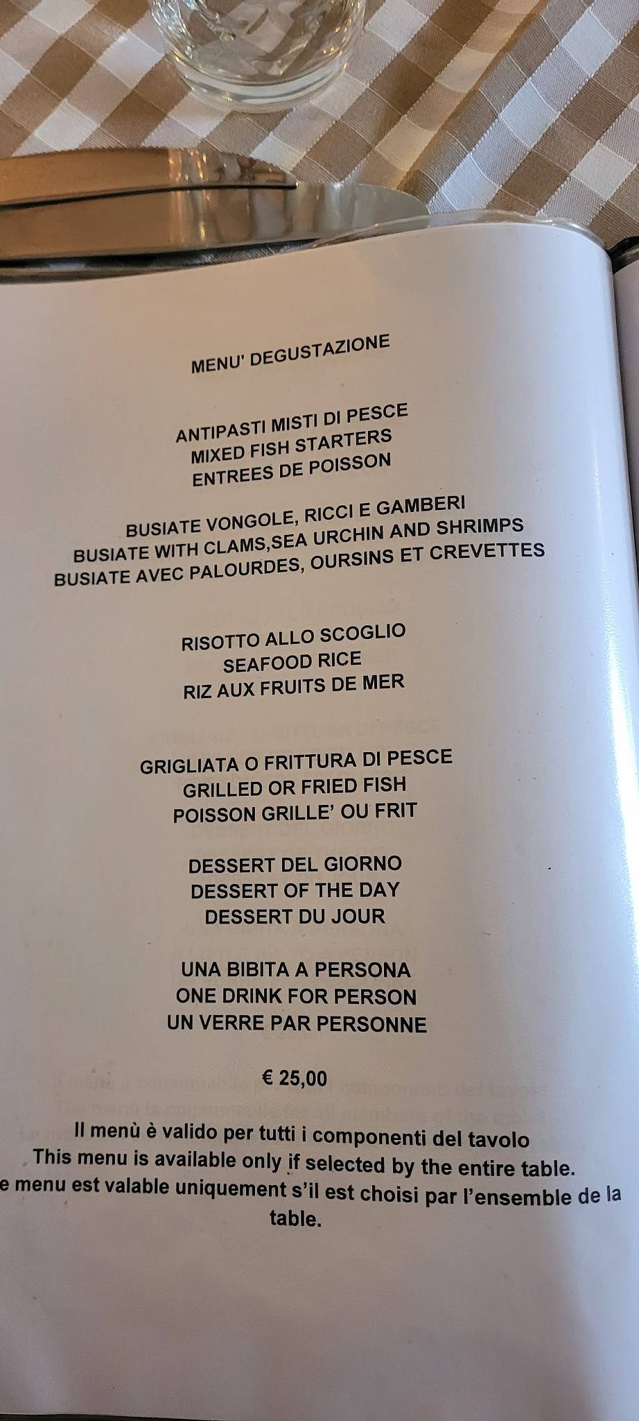 Menu di La Gondola 