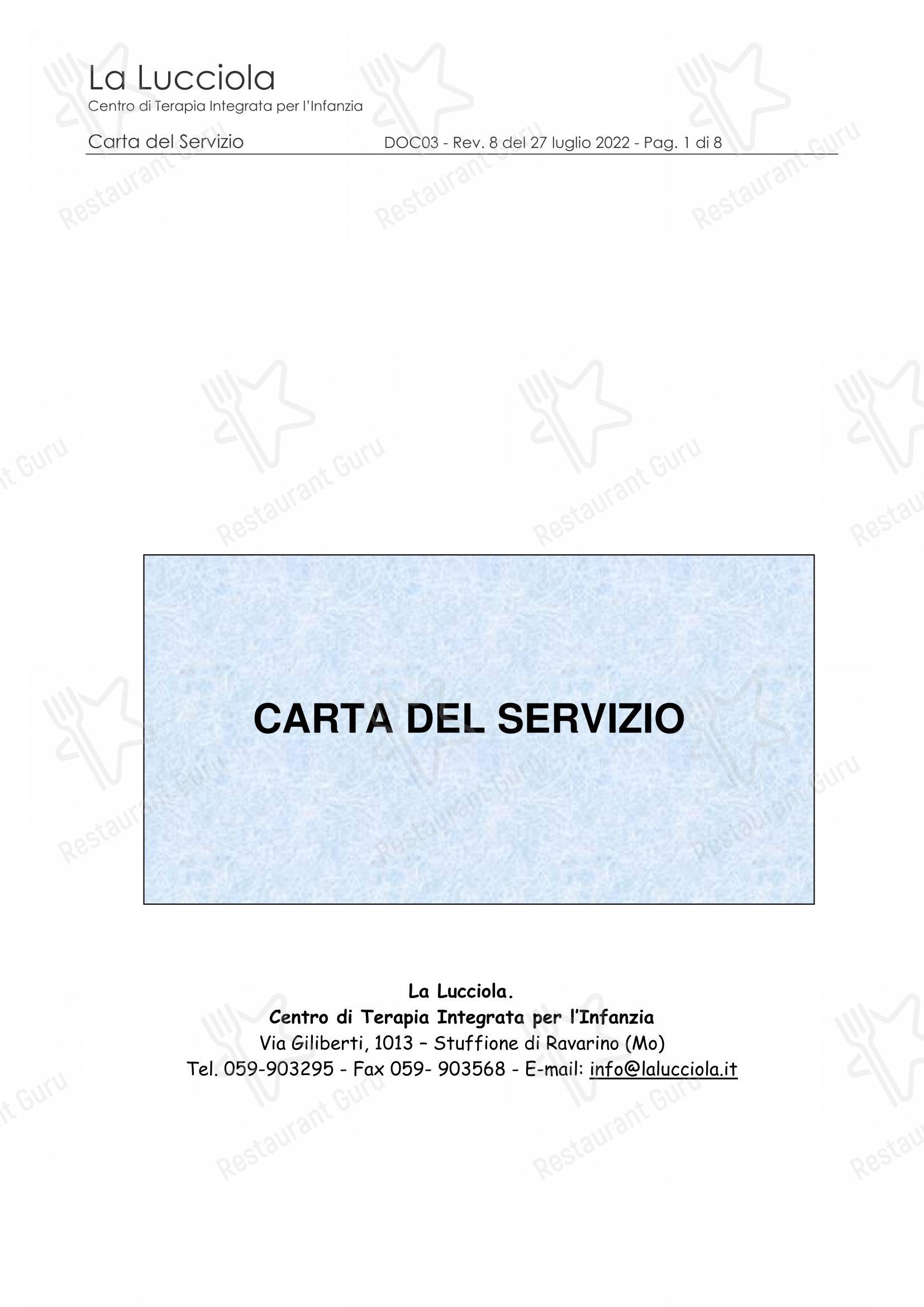 Menu di La Lanterna di Diogene - Menu