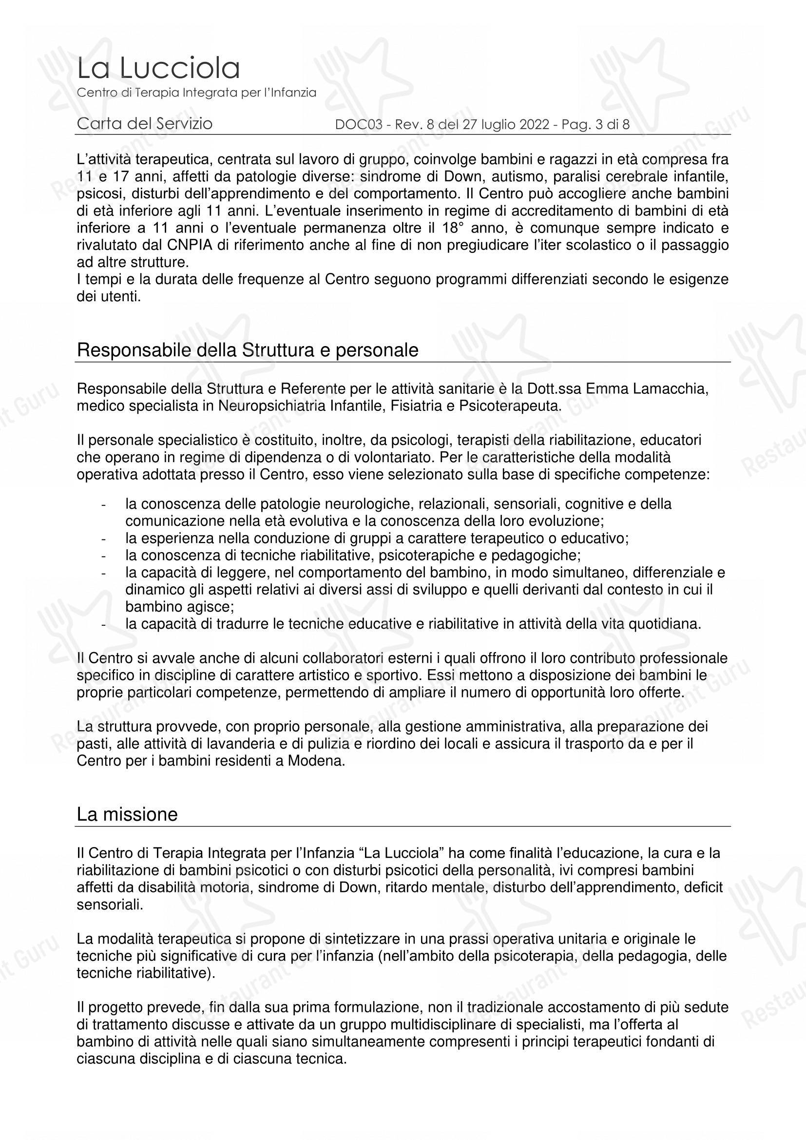 La Lanterna di Diogene in Ravarino - Menu