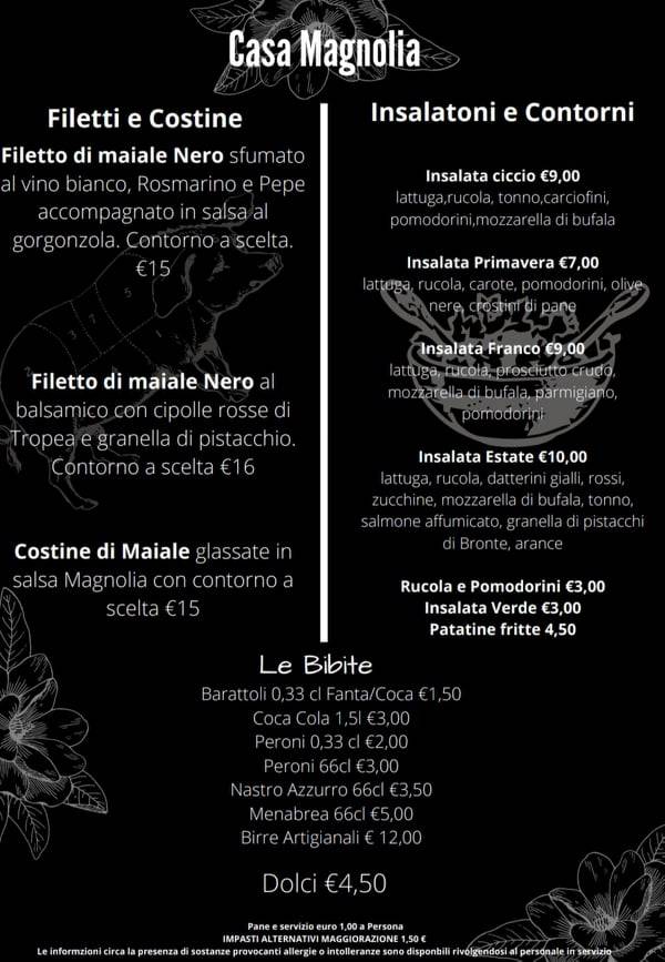 Menu de Casa Magnolia Roccasecca (fr)