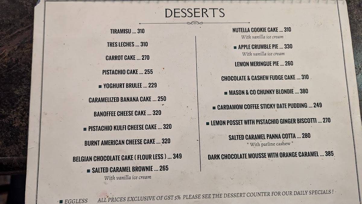 La Maison Rose menu