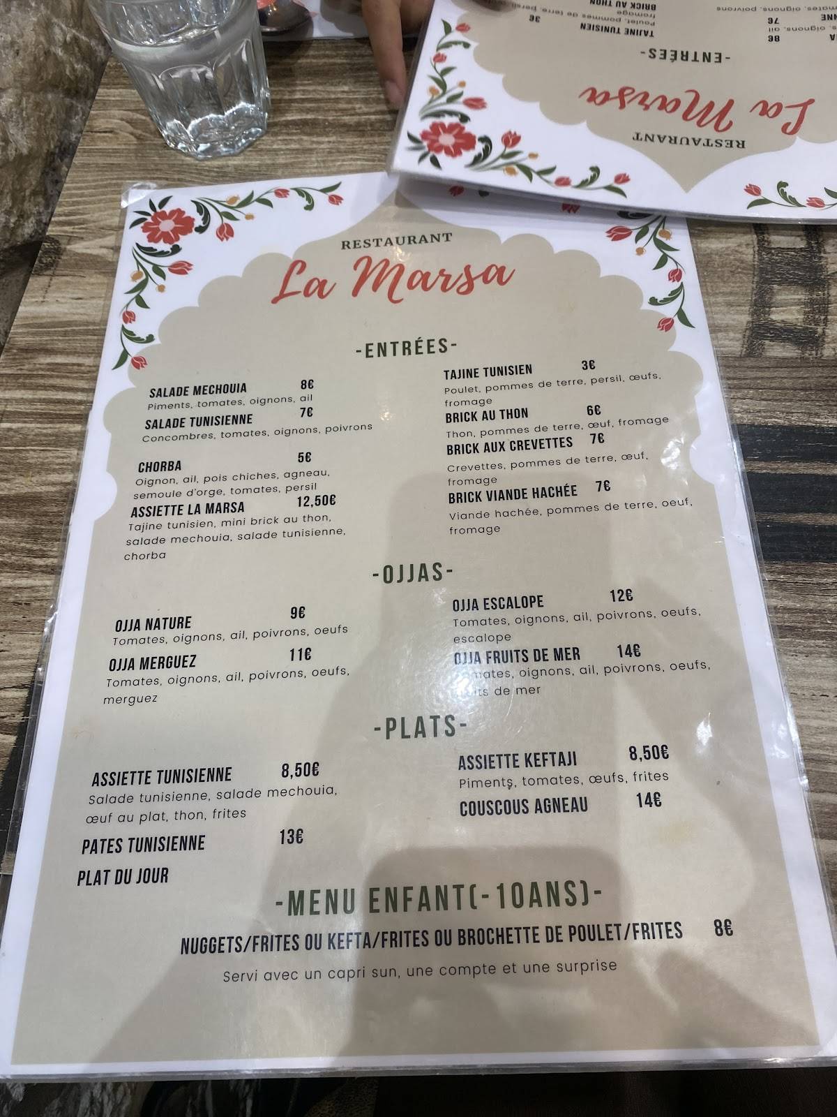 Menu de La Marsa