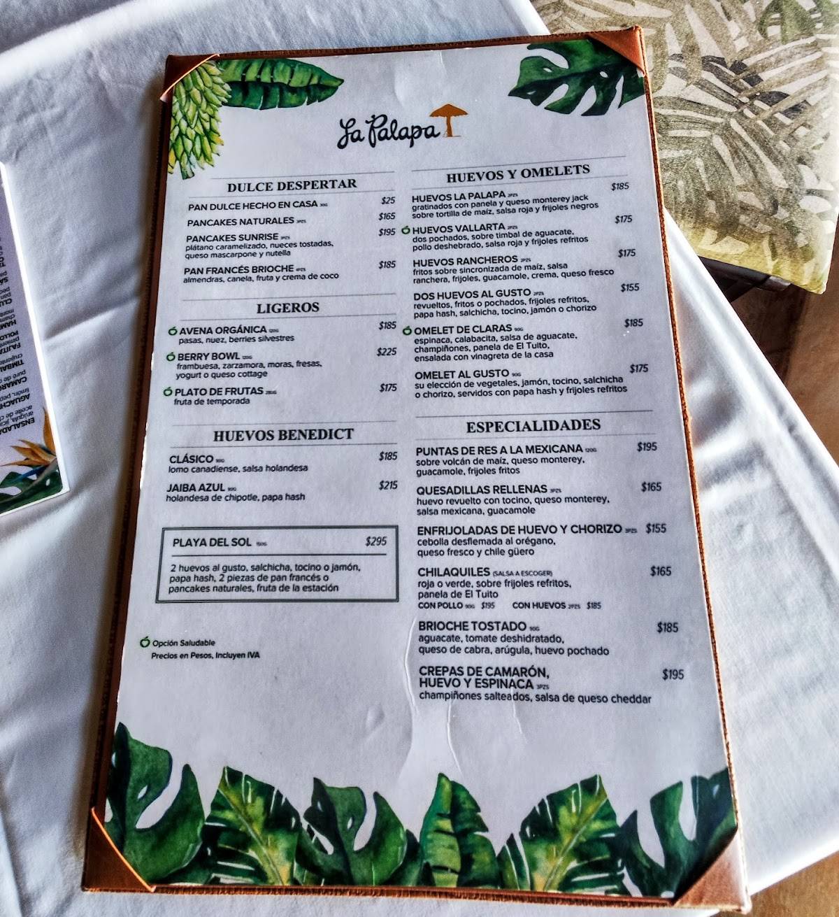 Menu At La Palapa Restaurant Puerto Vallarta P Lpito