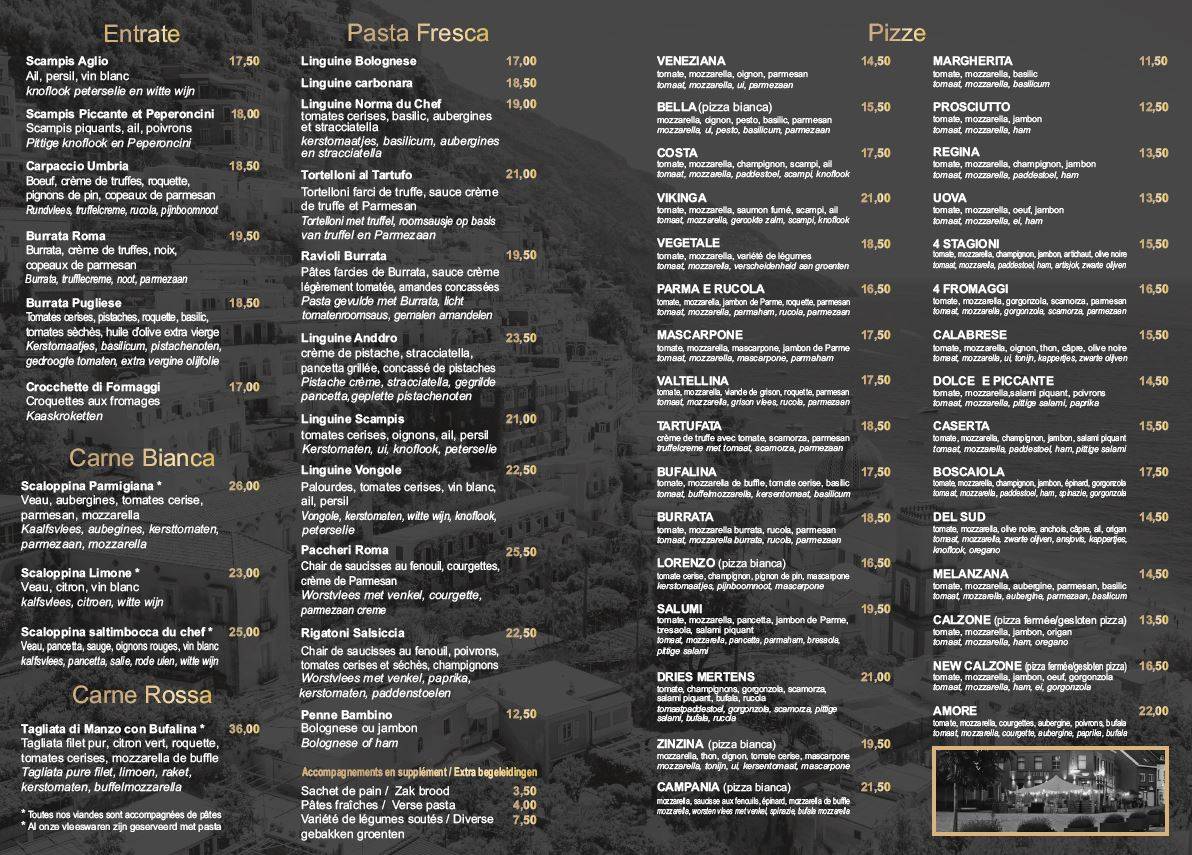 Menu de La Piazza Rhode