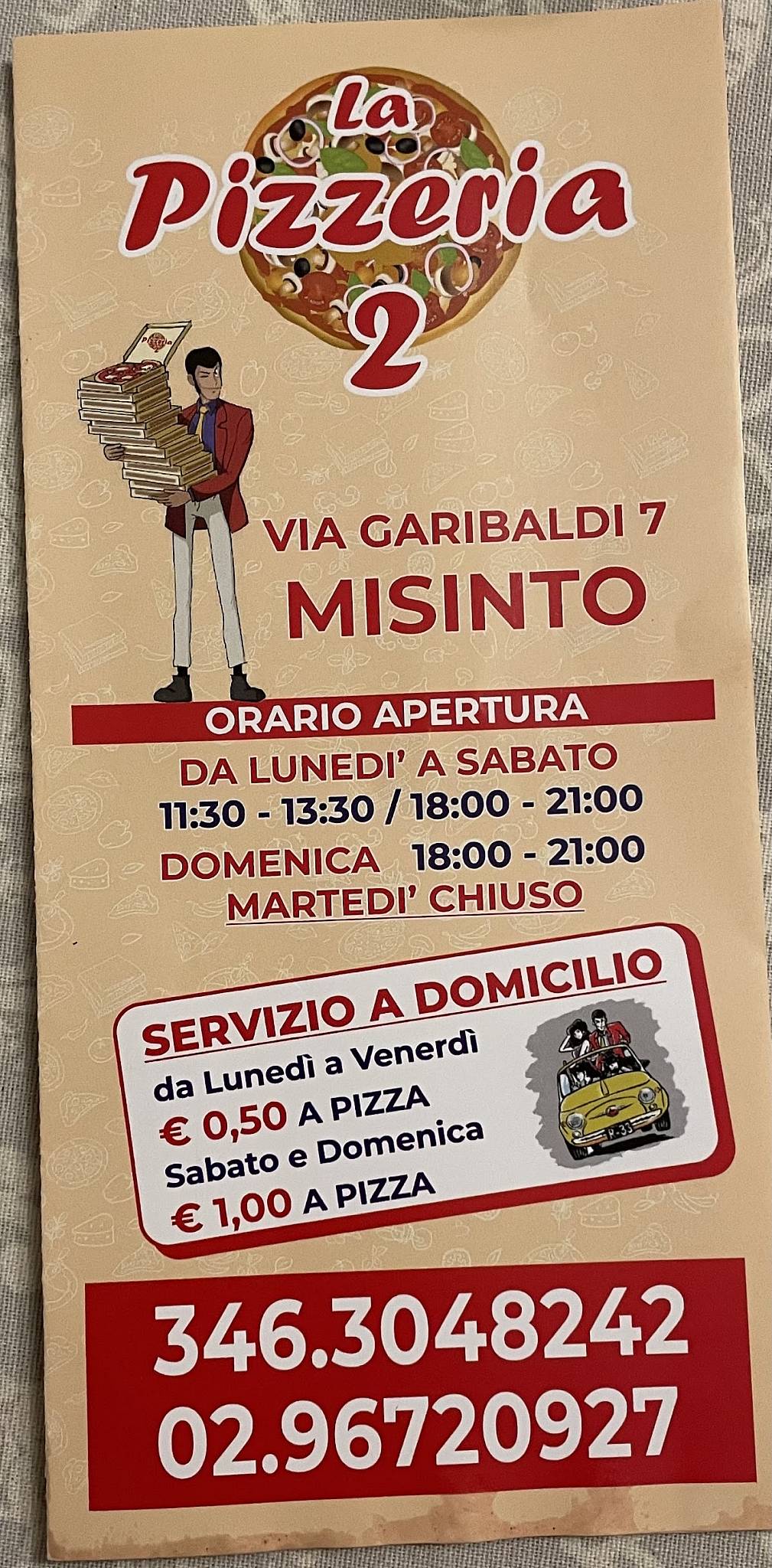 Menu di La Pizzeria 2 