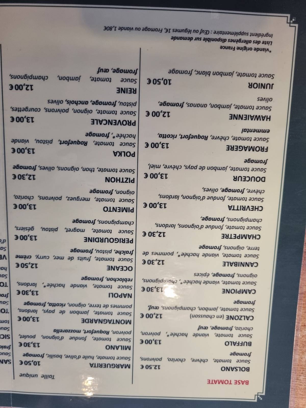Menu de La Polka Rochefort