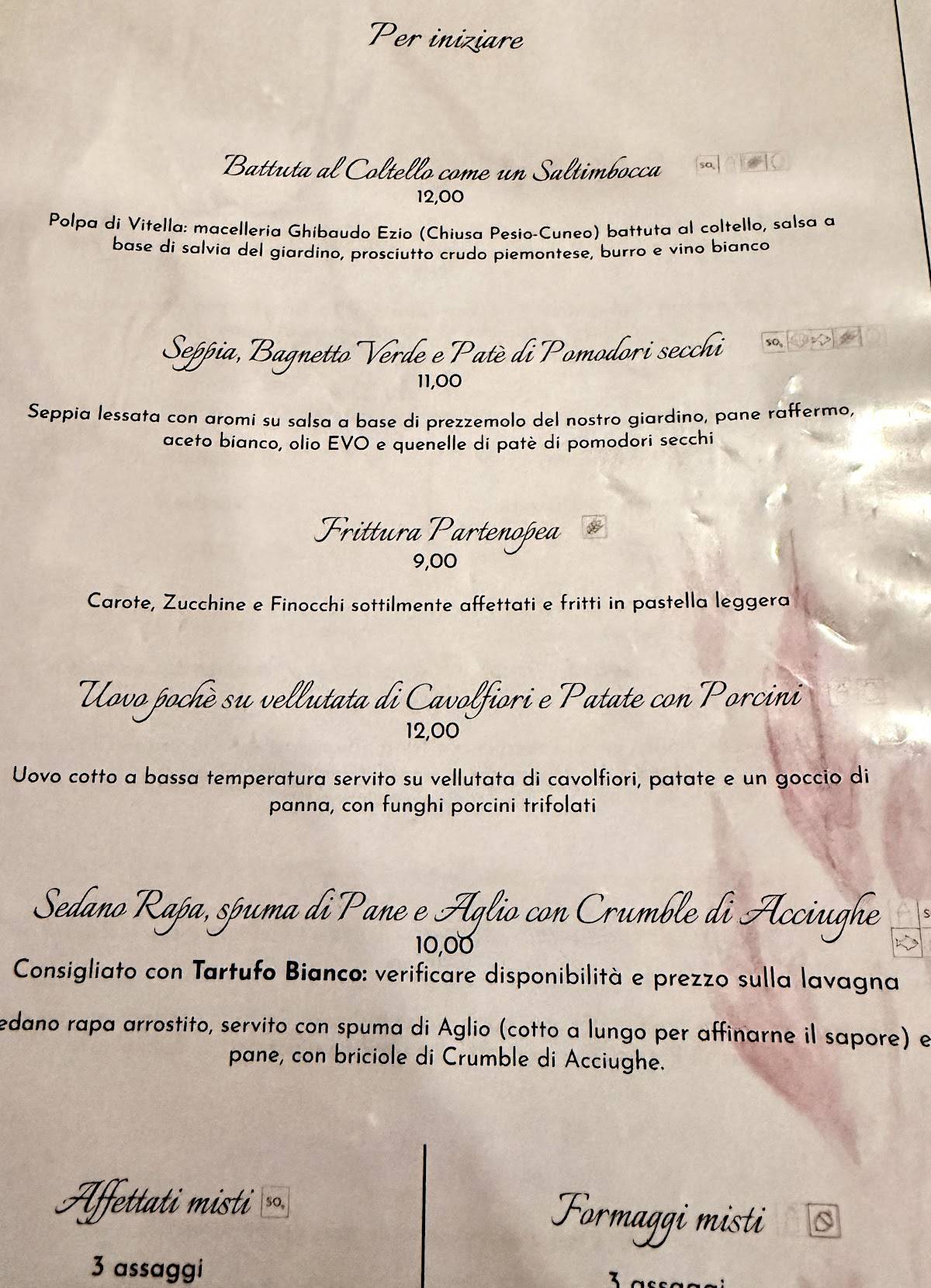 Menu di La Regia Fabbrica dei Gusti 