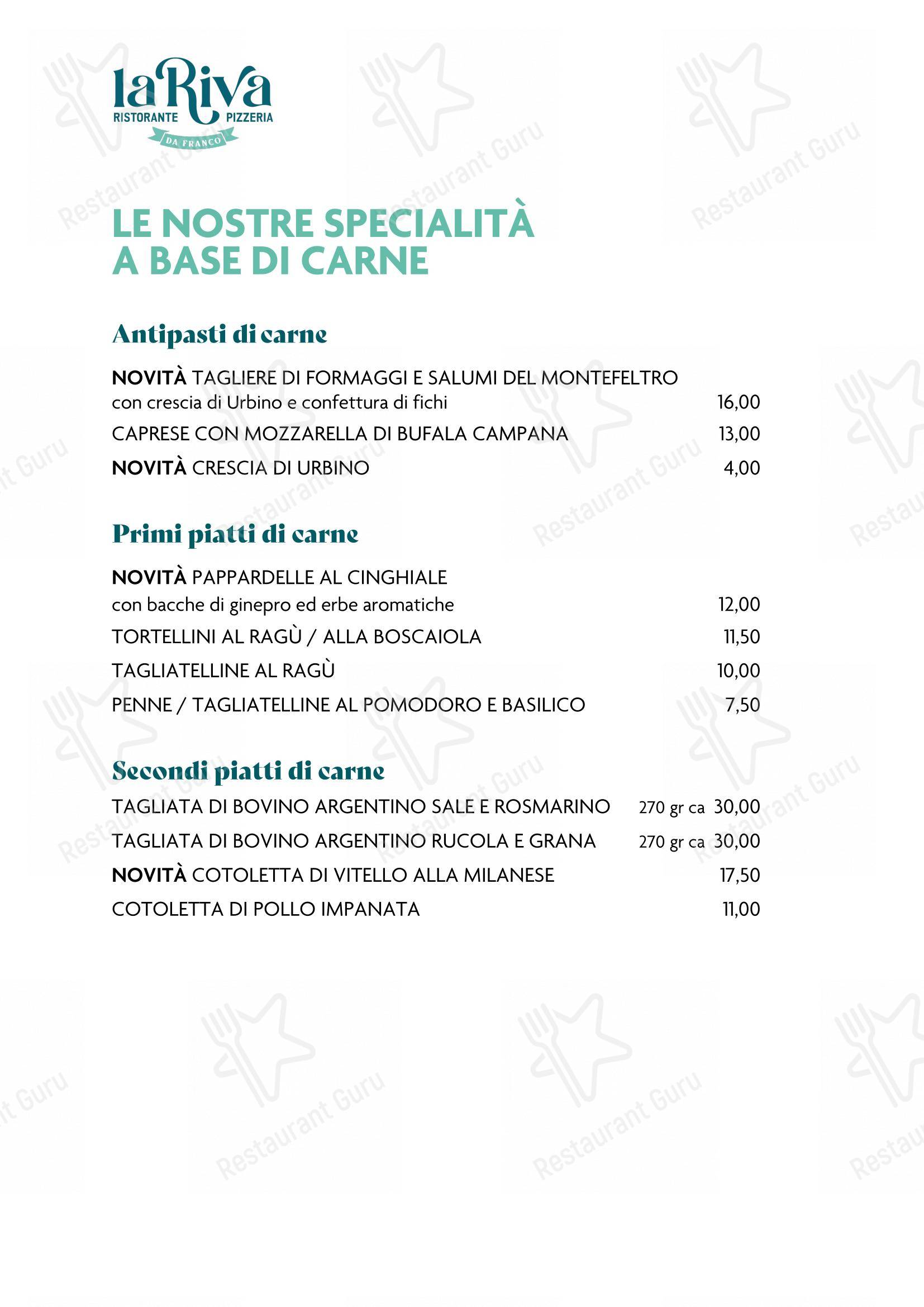 La Riva da Franco in Marotta - Menu bar
