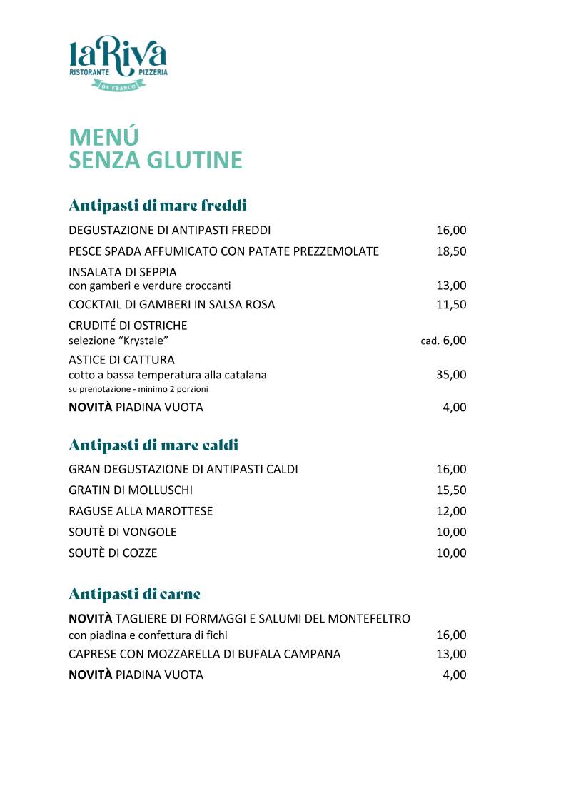 Menu di La Riva da Franco 