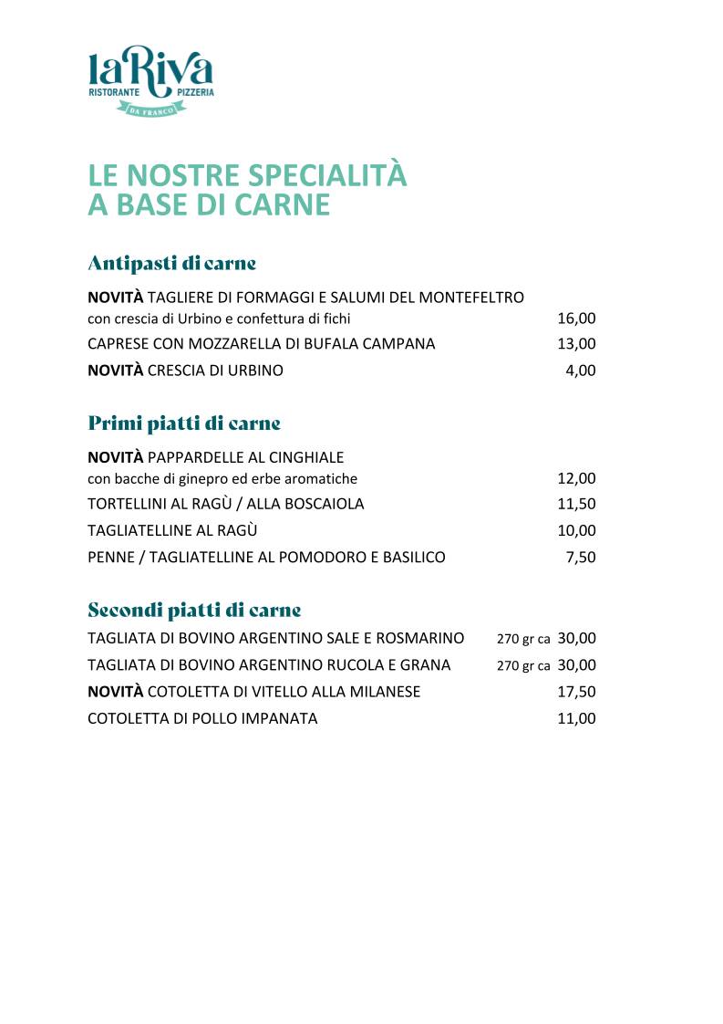 Menu di La Riva da Franco 