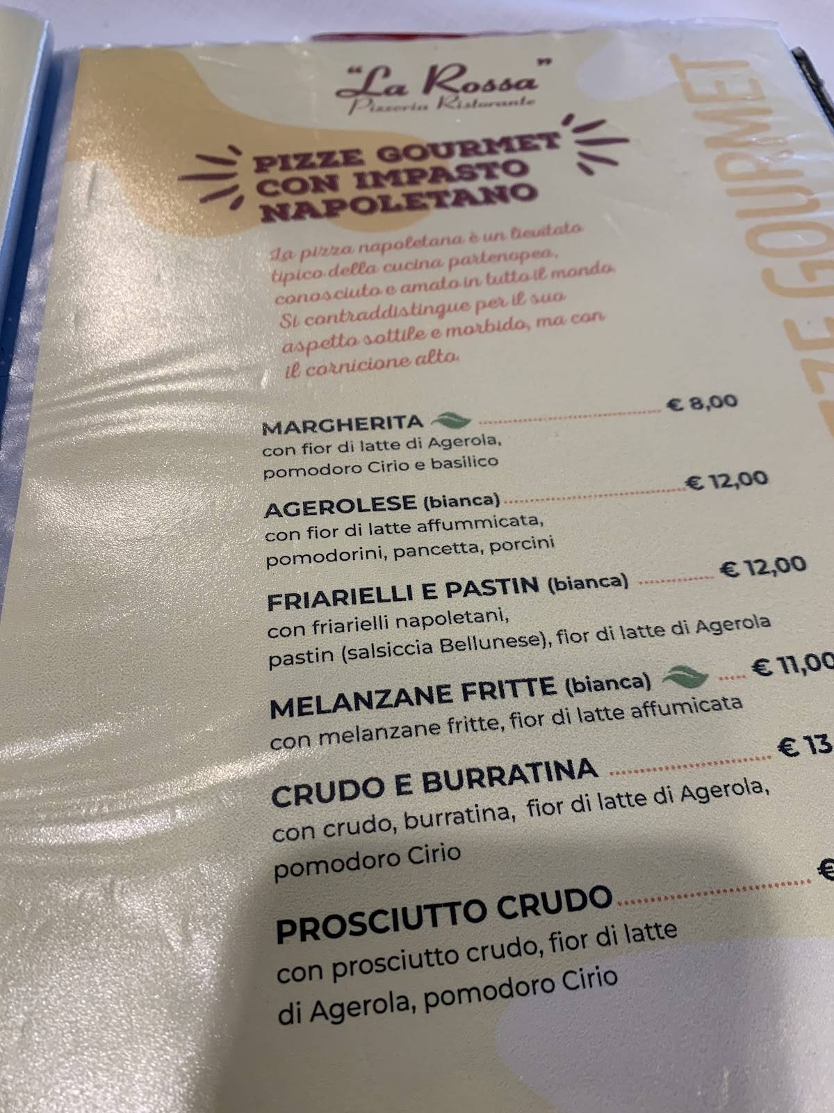 Menu di Ristorante Pizzeria La Rossa 