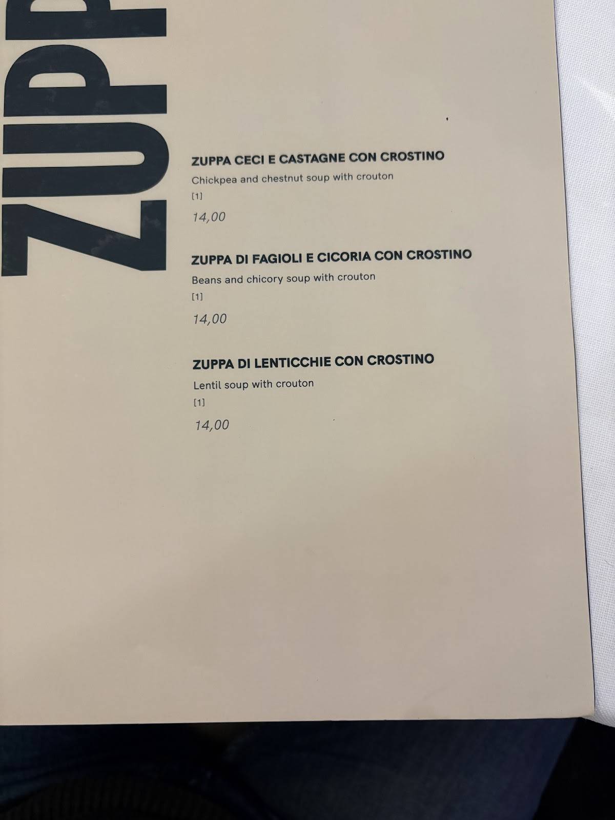 Menu di La Soffitta Renovatio 