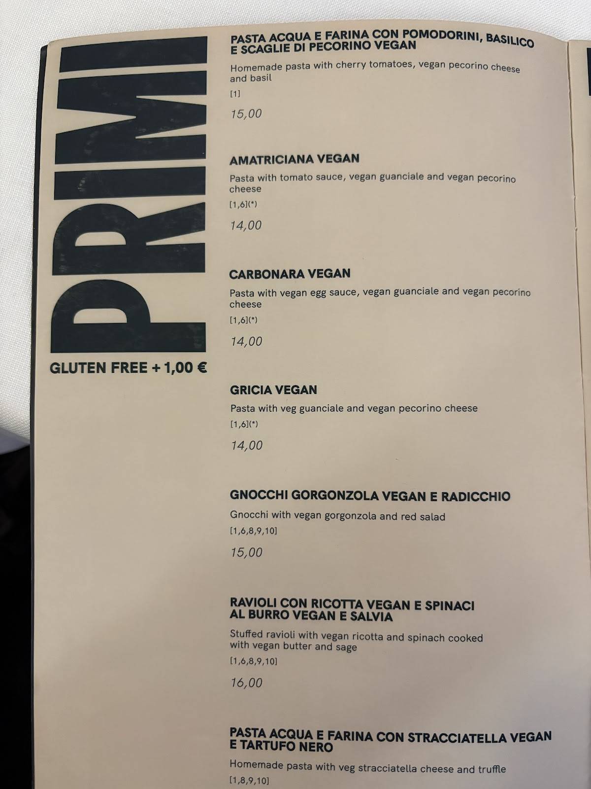 Menu di La Soffitta Renovatio 