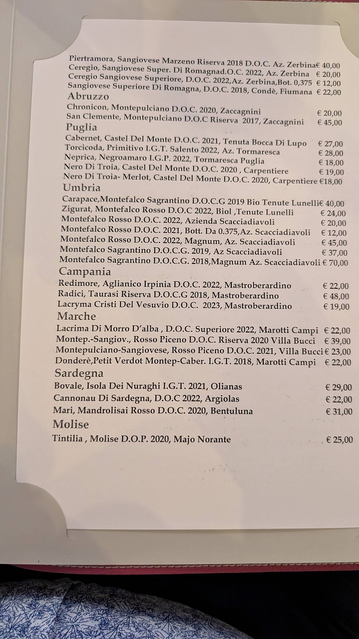 Menu di Laido e Corrotto 