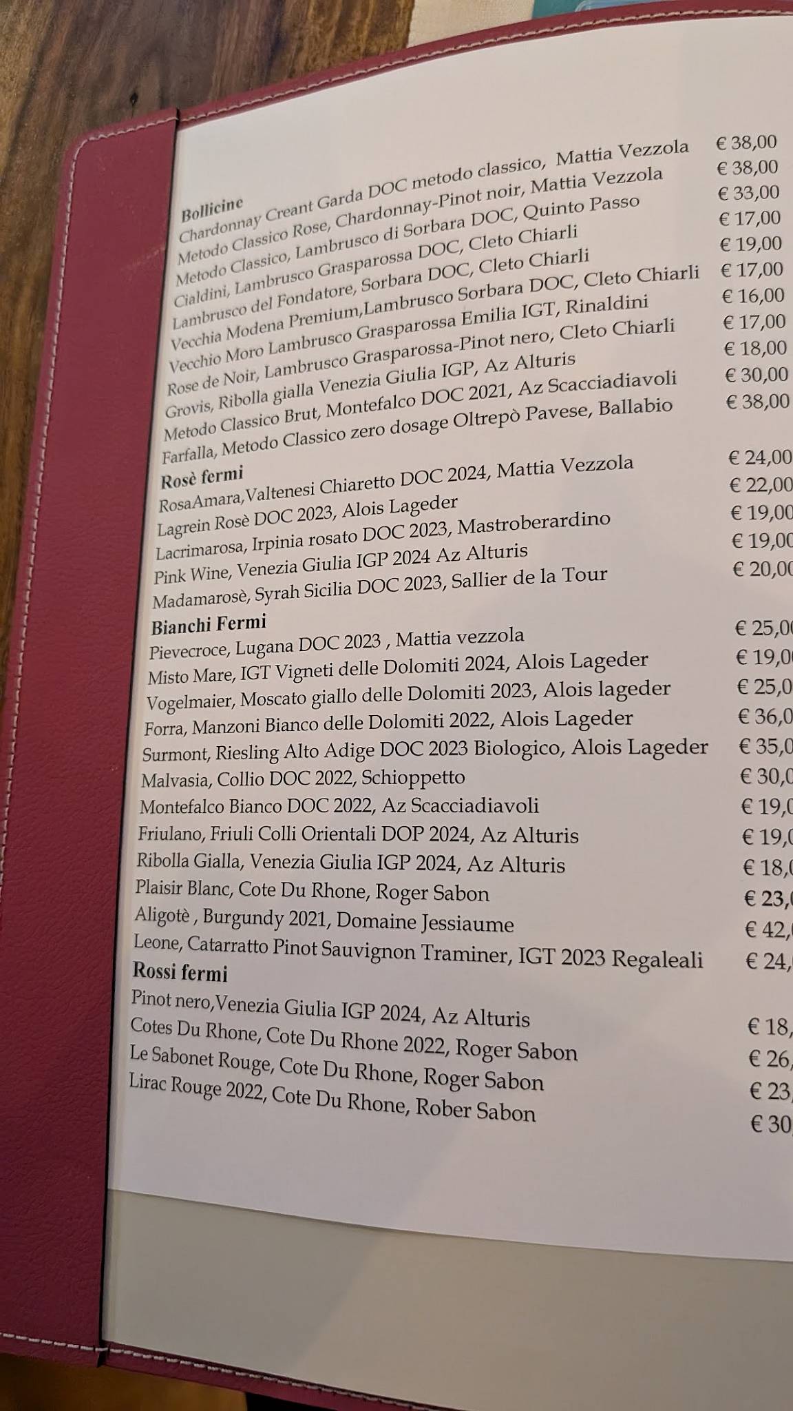 Menu di Laido e Corrotto 