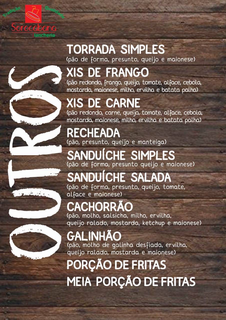 Lancheria Sorocabana cardápio
