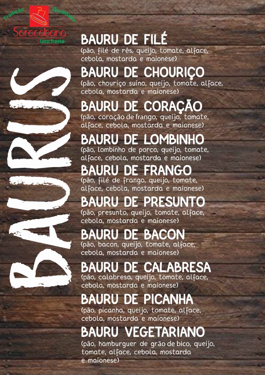 Lancheria Sorocabana cardápio