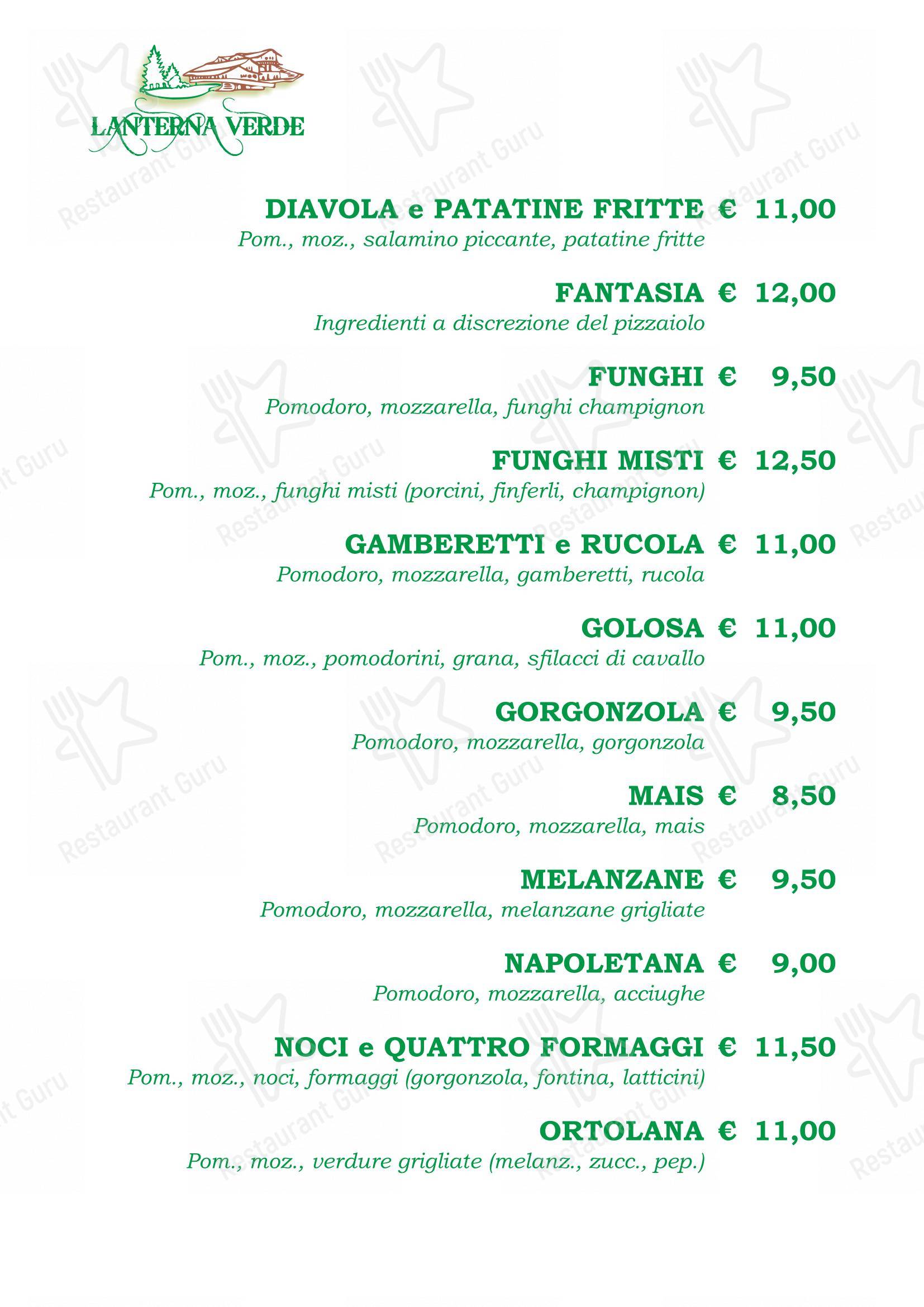 Menu per Lanterna Verde pub & bar