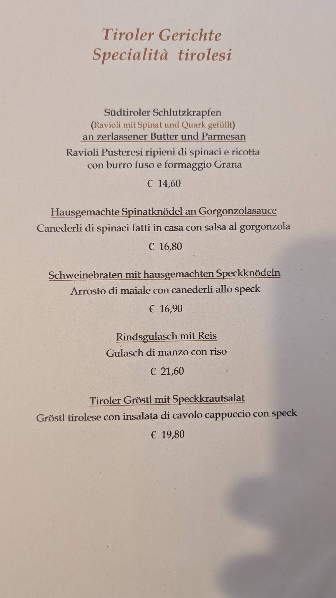 Menu di Laubenkeller 