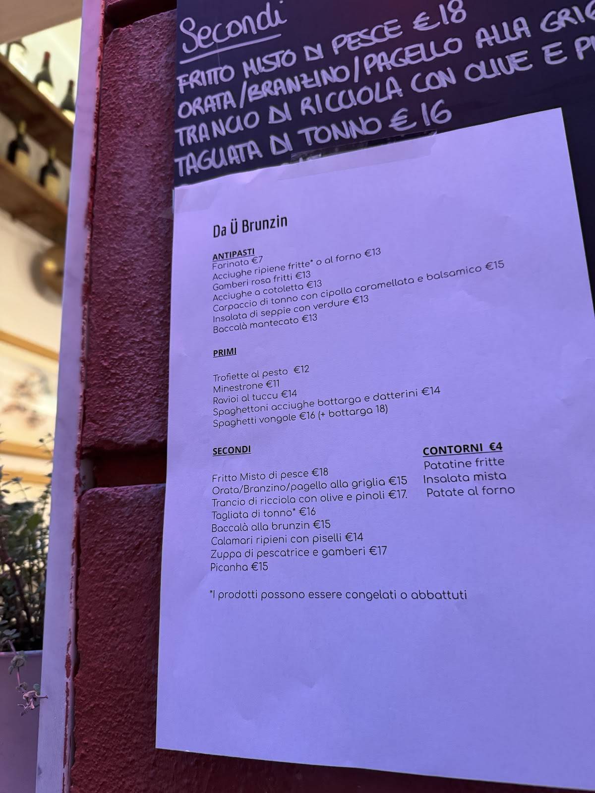 Menu di Ü Brunzin 