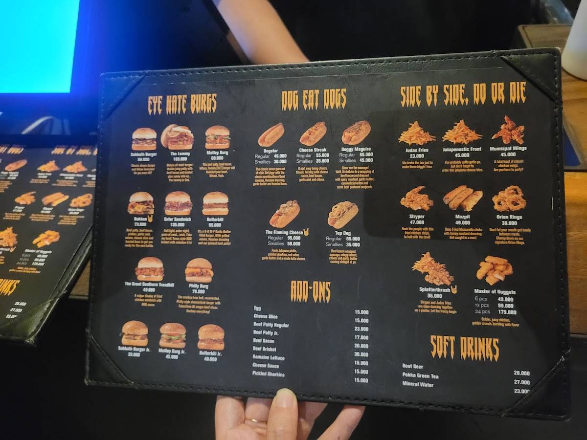 Menu at Lawless Burgerbar Menteng, Central Jakarta, Jl. H. Agus Salim No.60