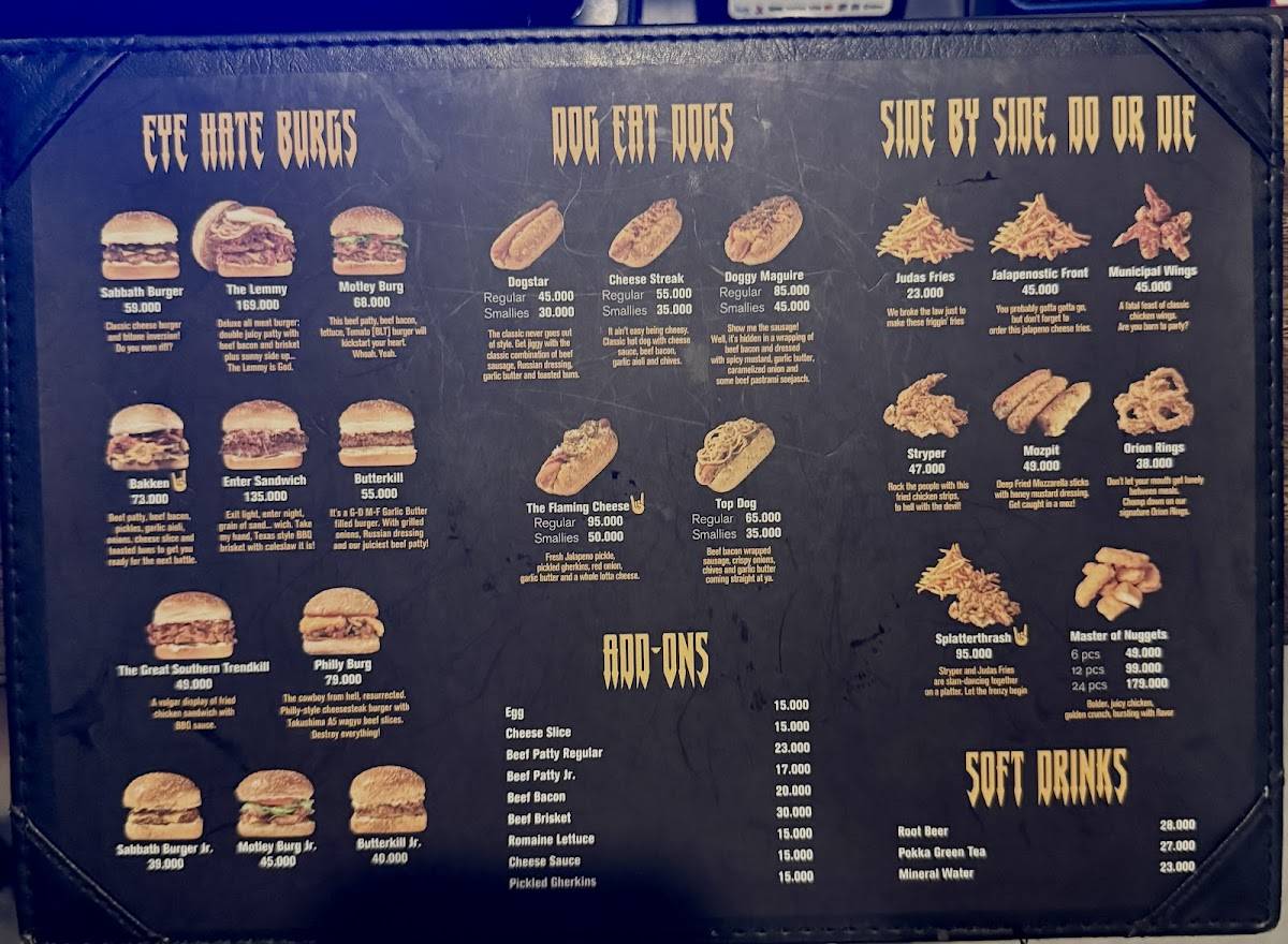 Menu at Lawless Burgerbar Menteng, Central Jakarta, Jl. H. Agus Salim No.60