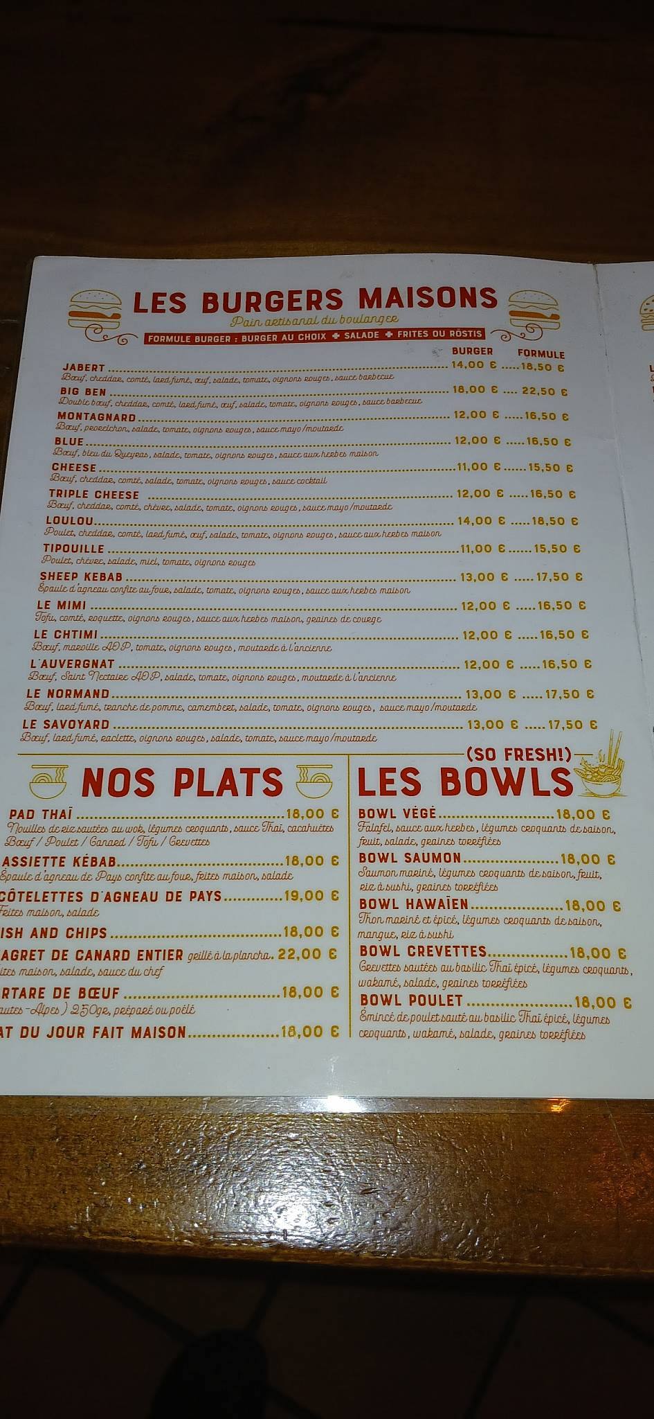 Menu de Le Kazdal