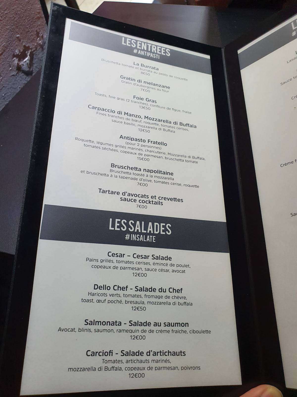 Menu de Fratello Restaurant Lounge