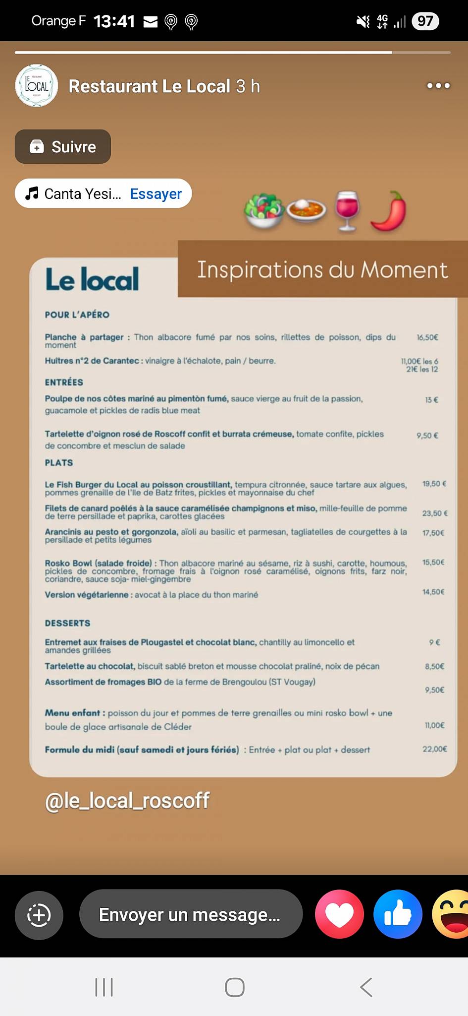 Menu de Le Local