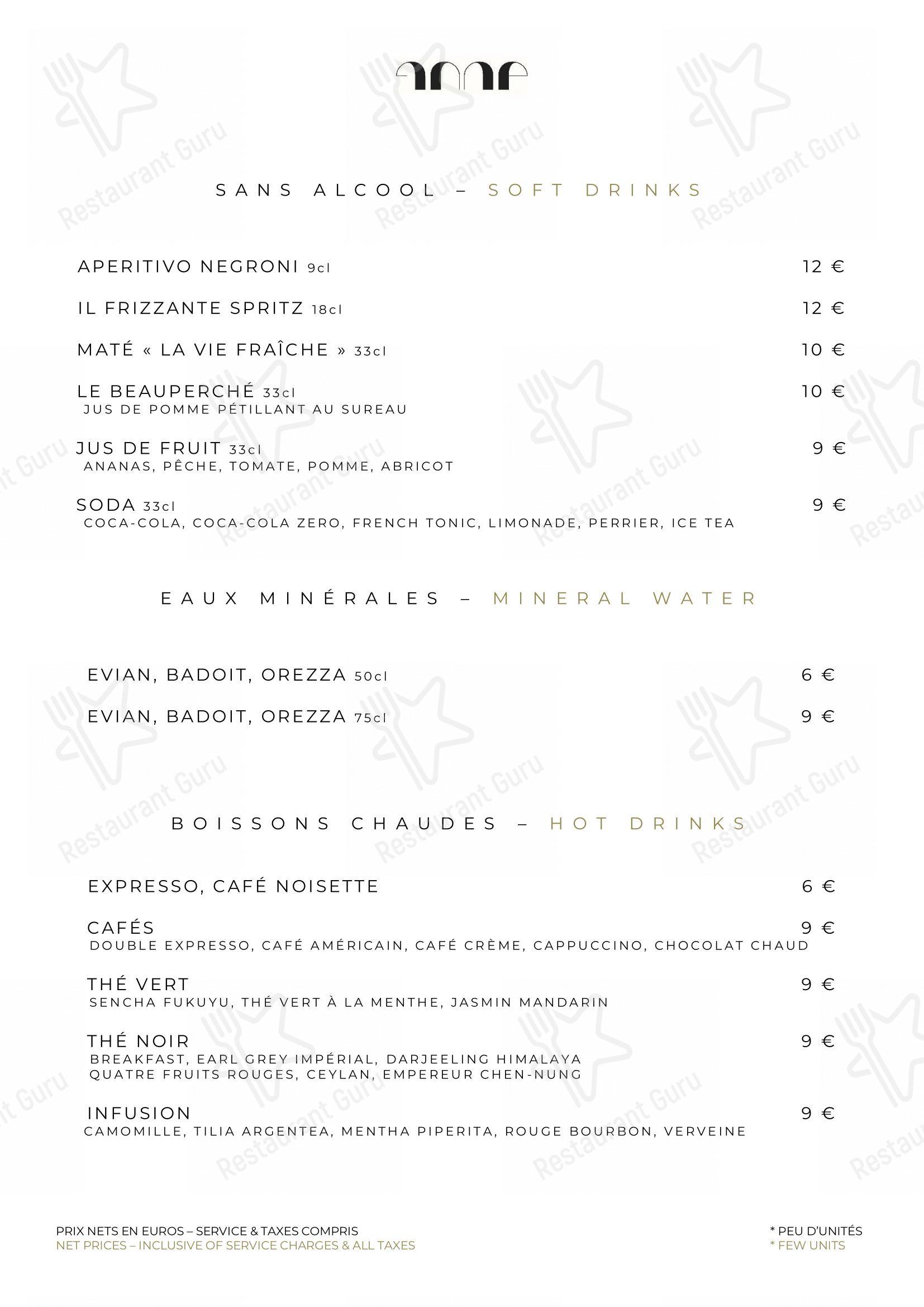 Menu pour Le Pavillon de la Reine - Takeaway Menu