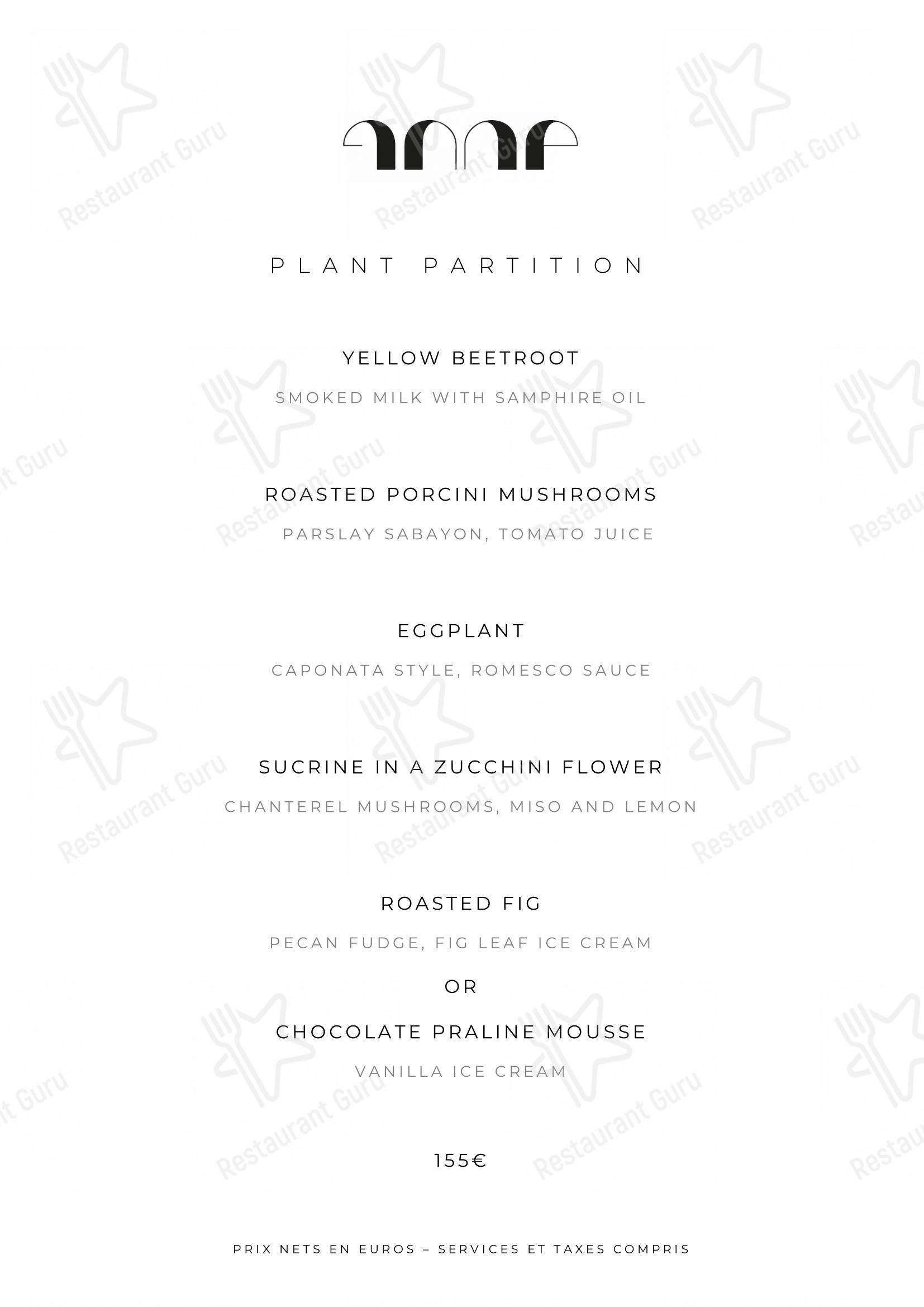 Menu pour Le Pavillon de la Reine - Lunch Menu