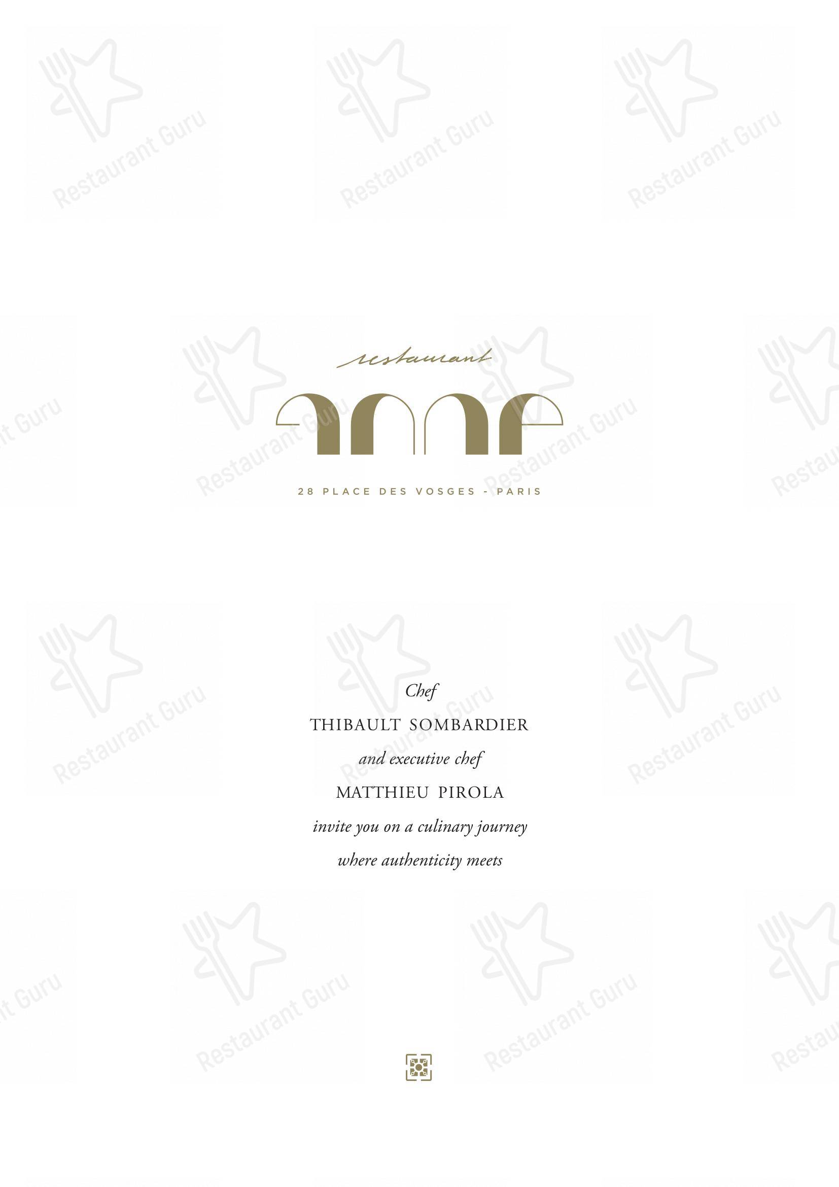 Menu pour Le Pavillon de la Reine - Ночное меню