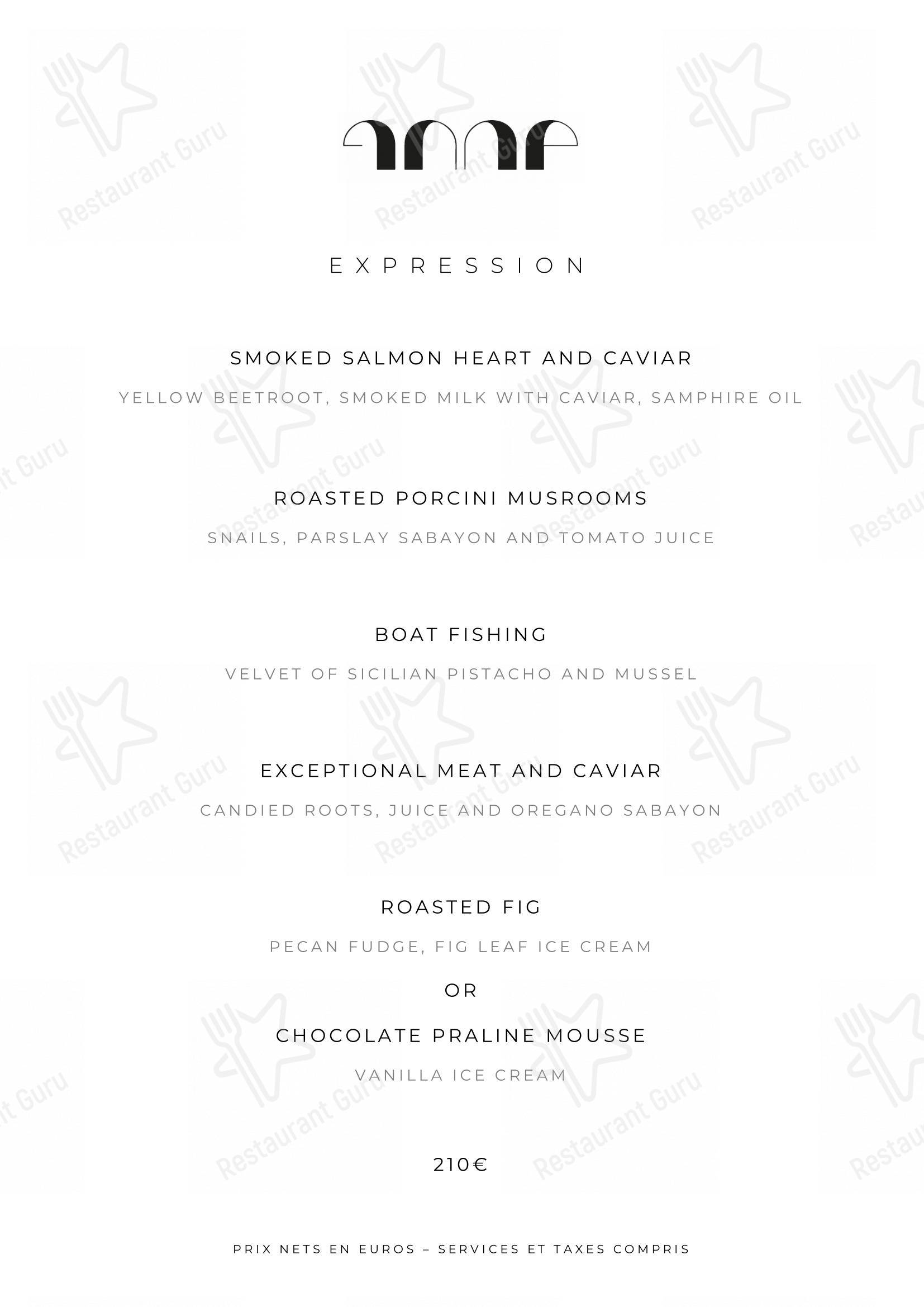 Menu pour Le Pavillon de la Reine - Lunch Menu