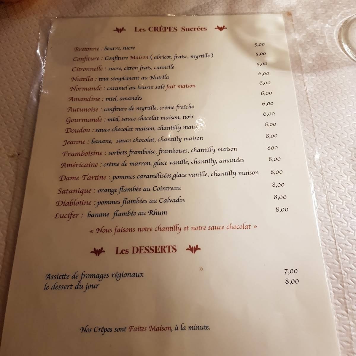Menu de Le Petit Rolin