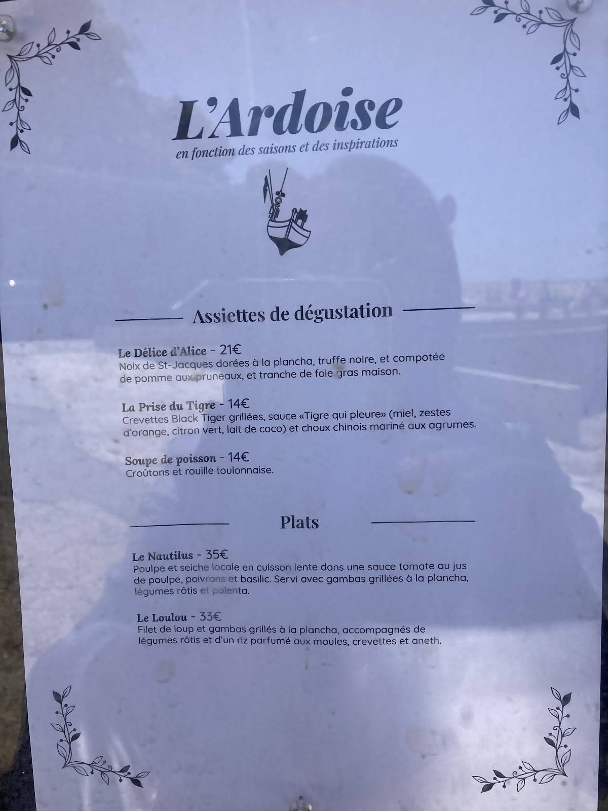 Menu de Le Poisson Rouge - restaurant Giens