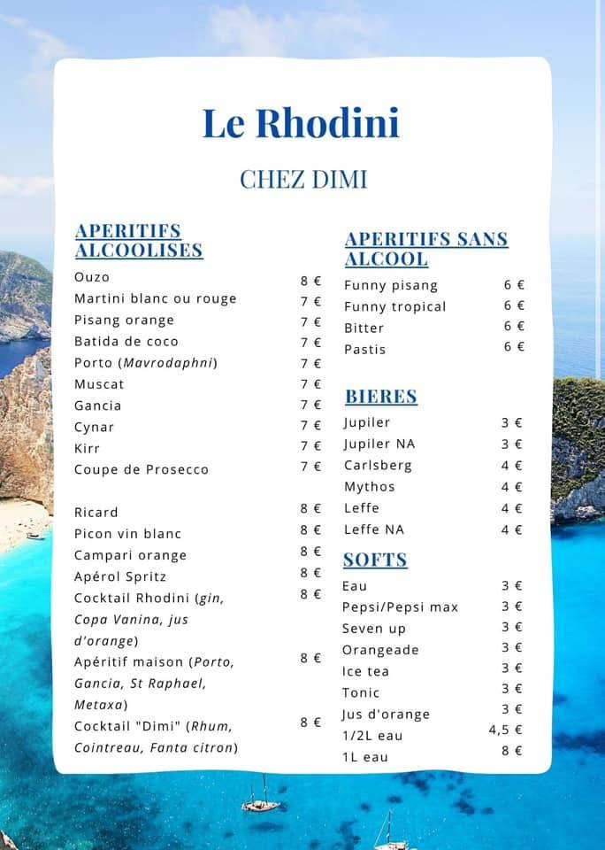 Menu de Le Rhodini