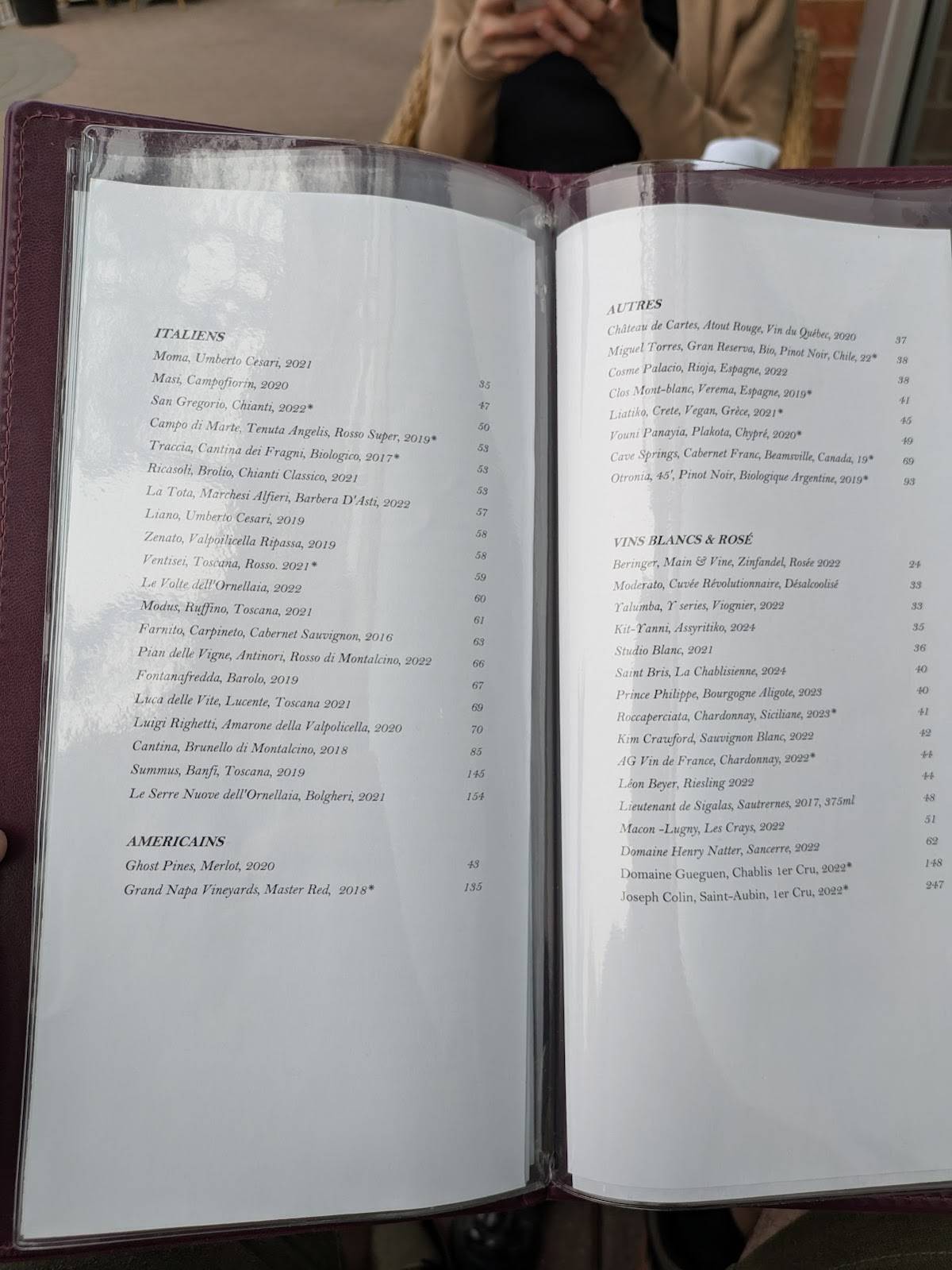 Menu de Le Tire-Bouchon Laval