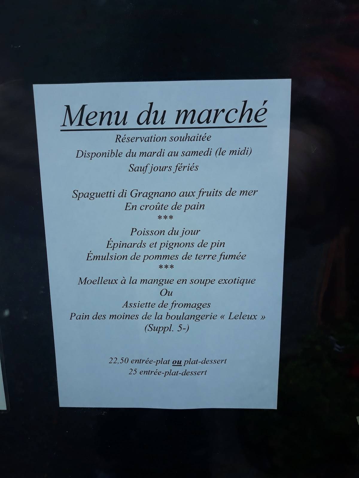Menu de Le Tramasure