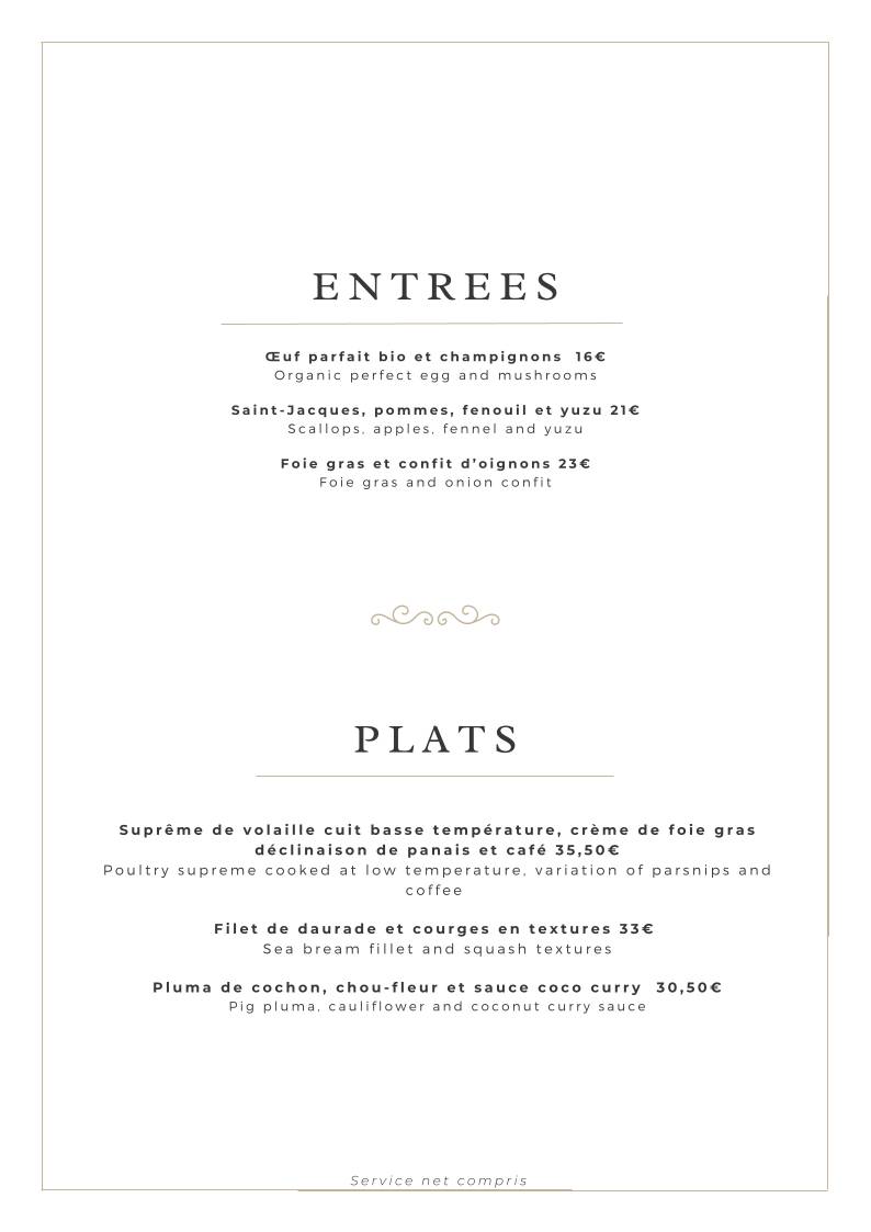Menu de Le V-Four