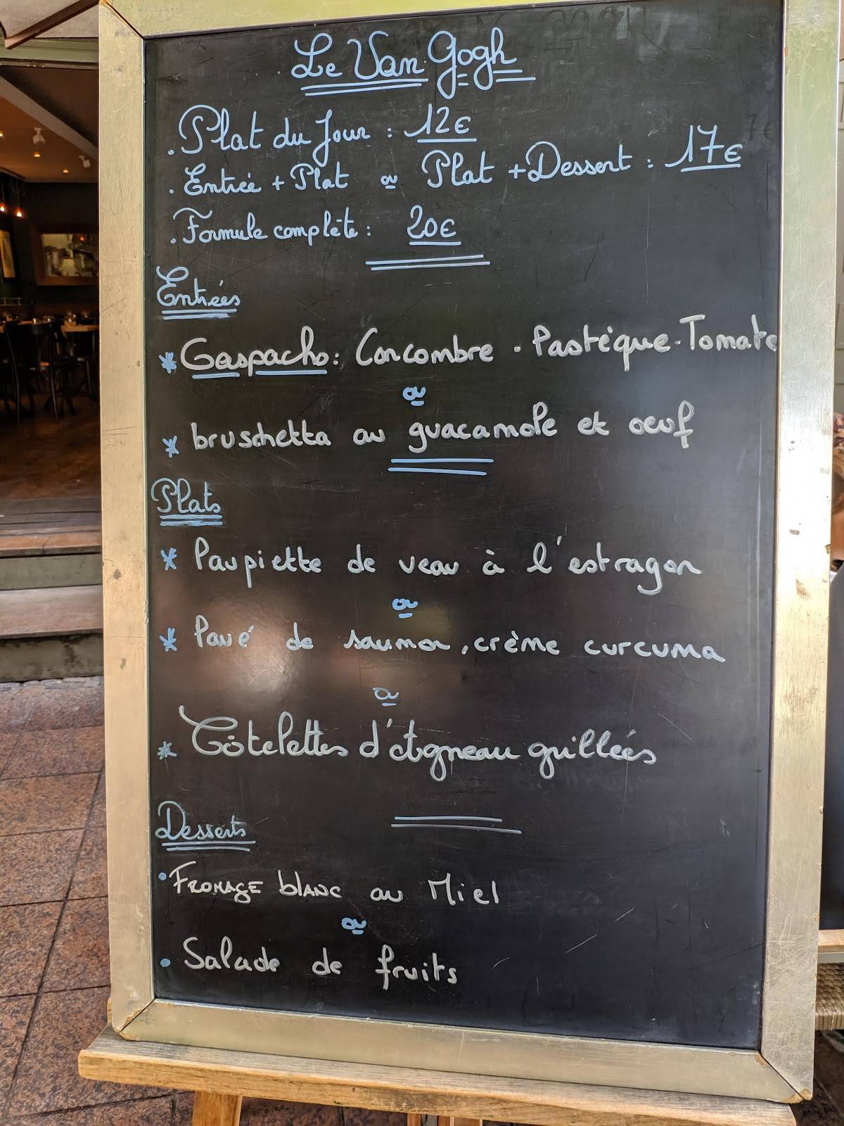 Menu de Le Van Gogh