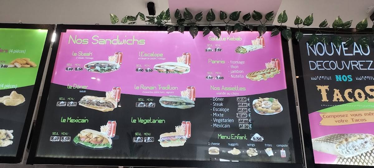 Menu de Kebab Le Victoria avenue