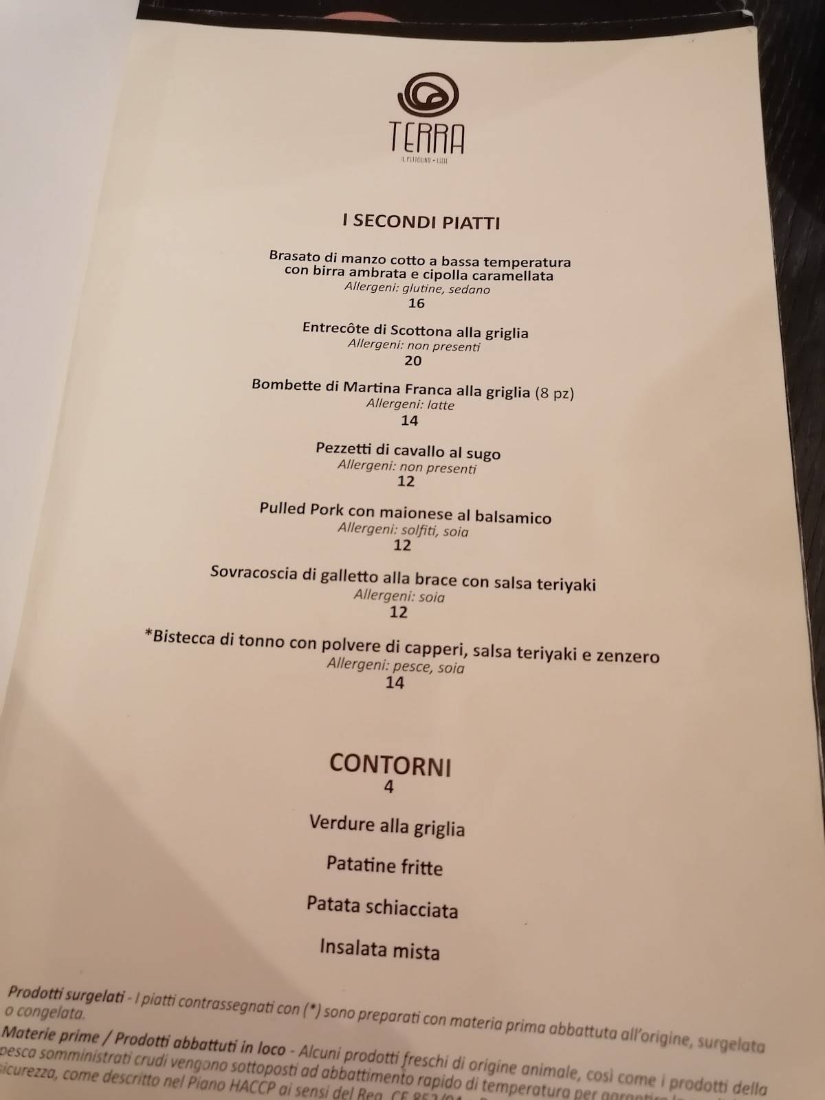 Menu di Terra Lecce Ristorante 