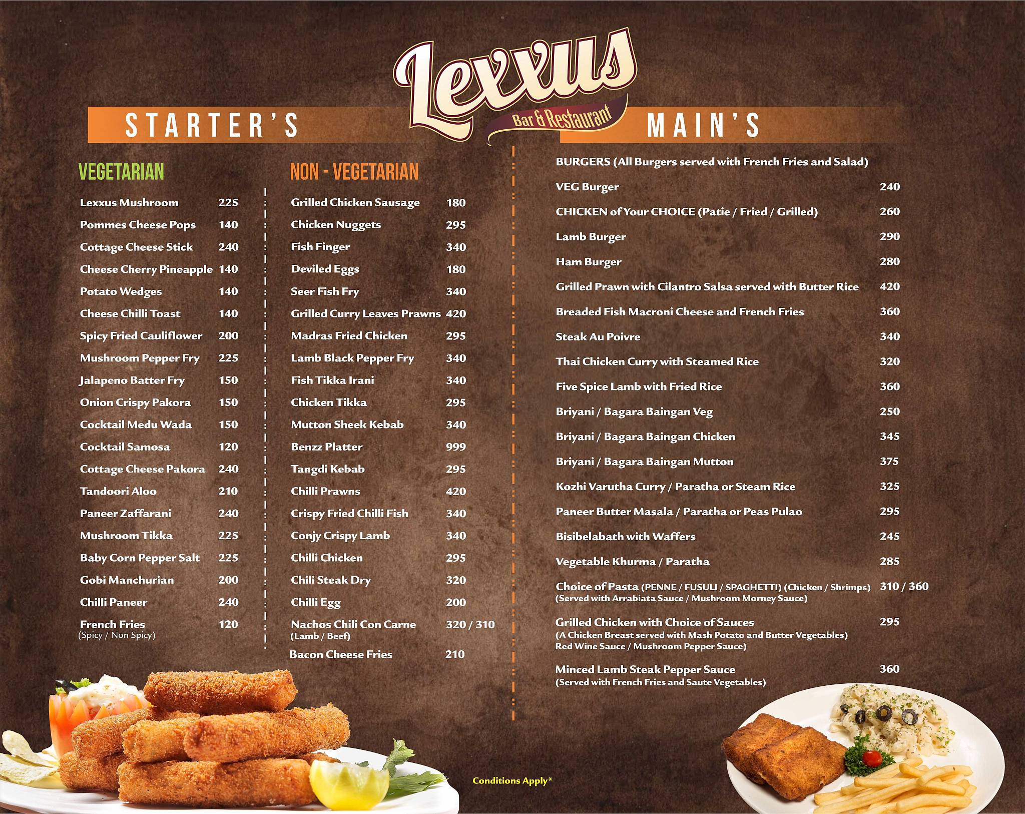Lexus Bar menu